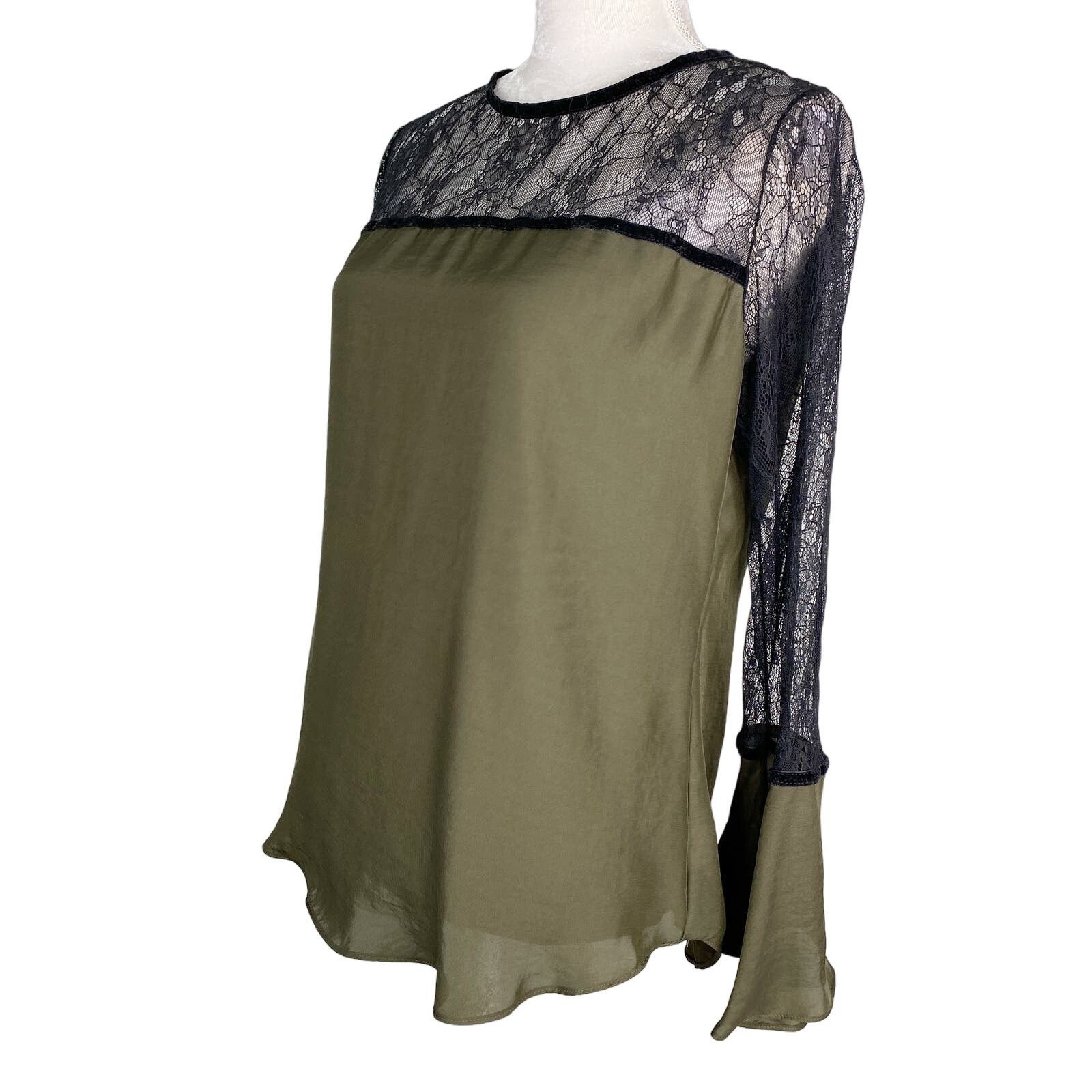 Other Analili Top Small Olive Black Lace Long Bell Sleeves New Size S / US 4 / IT 40 - 6 Thumbnail