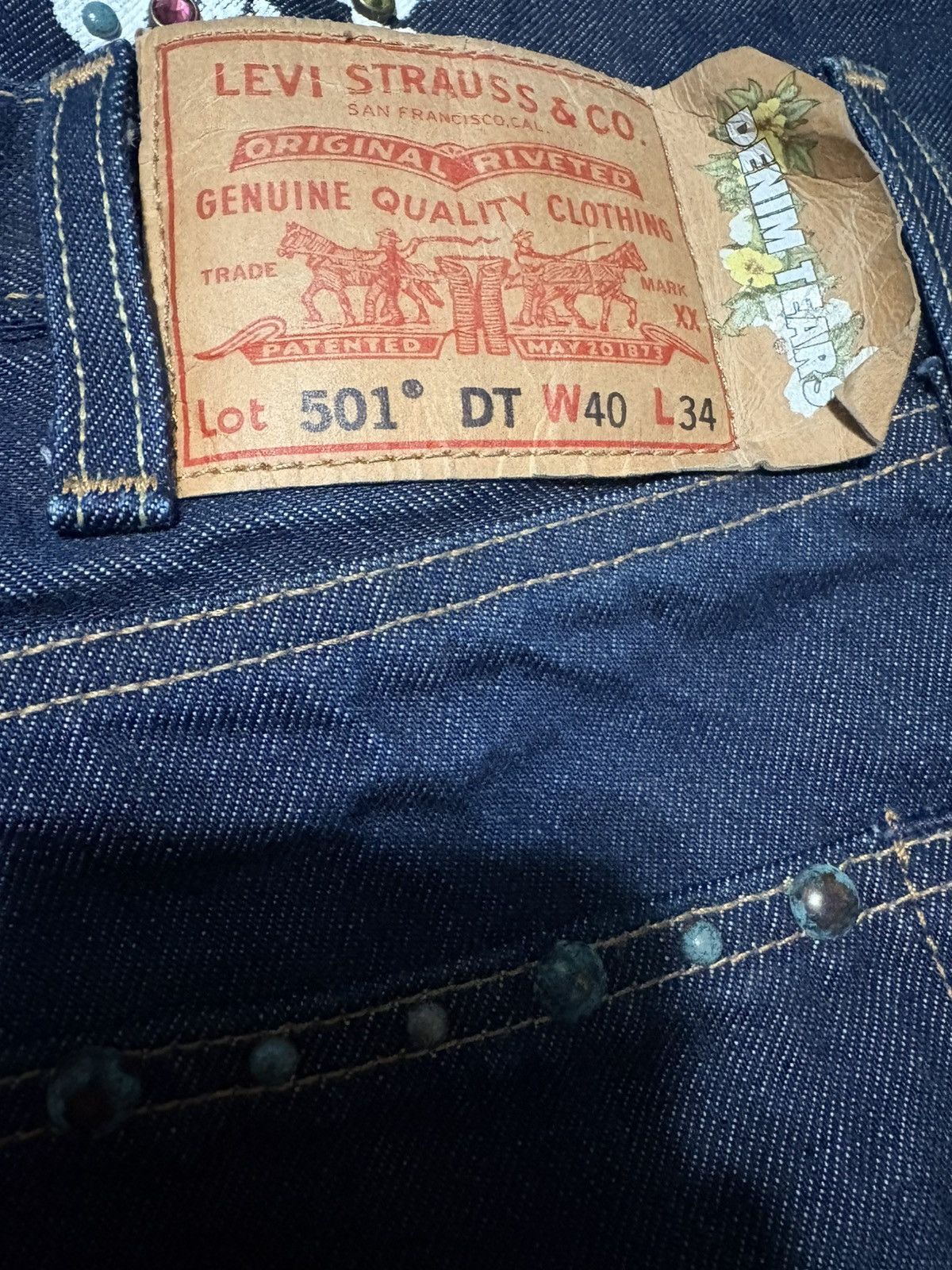 DENIM TEARS DENIM TEARS X Levis Dark Blue Rhinestones Jeans Size US 40 / EU 56 - 7 Thumbnail