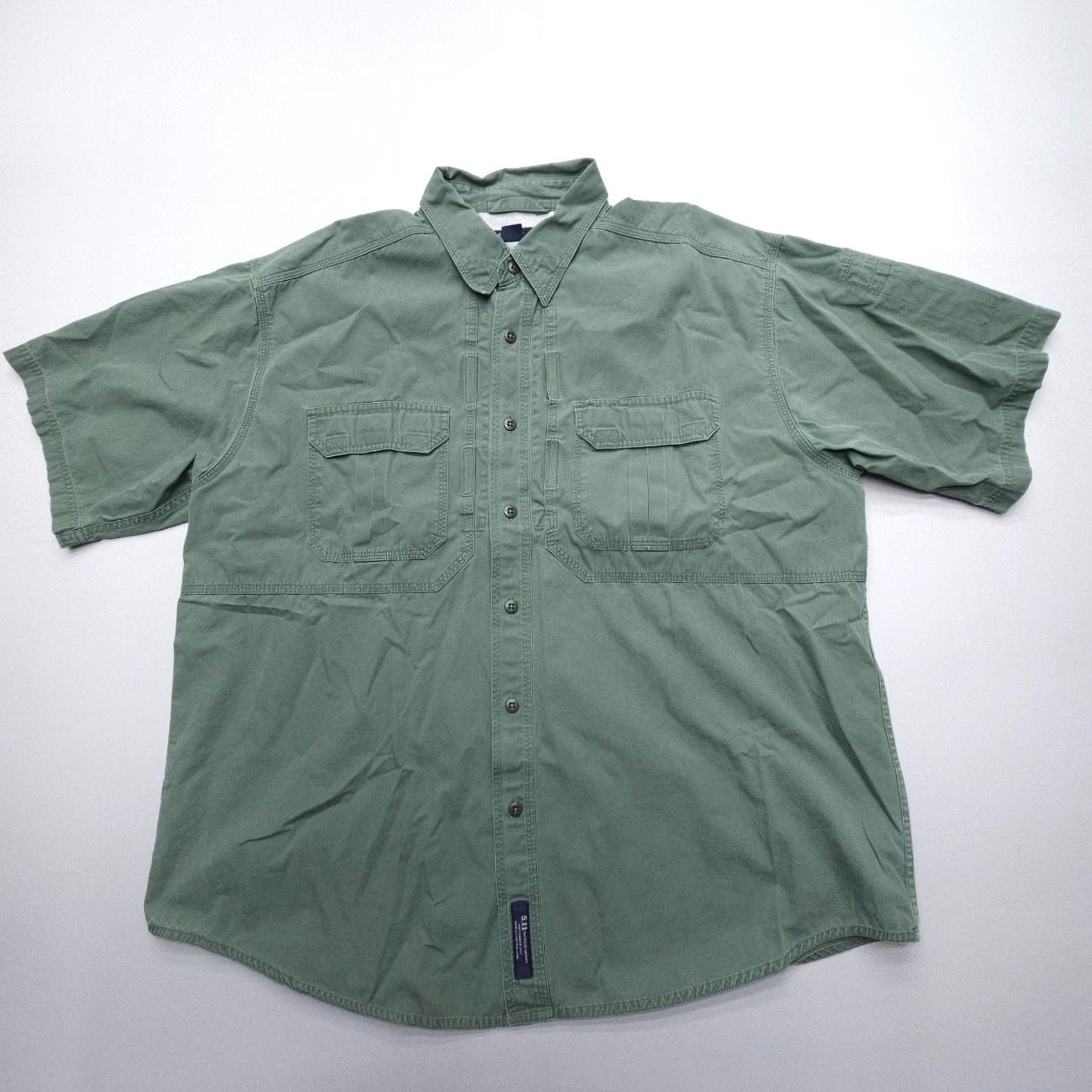 Vintage 5.11 Tactical Short Sleeve Shirt Mens XL Green Canvas Workwear Button-Up Size US XL / EU 56 / 4 - 2 Thumbnail