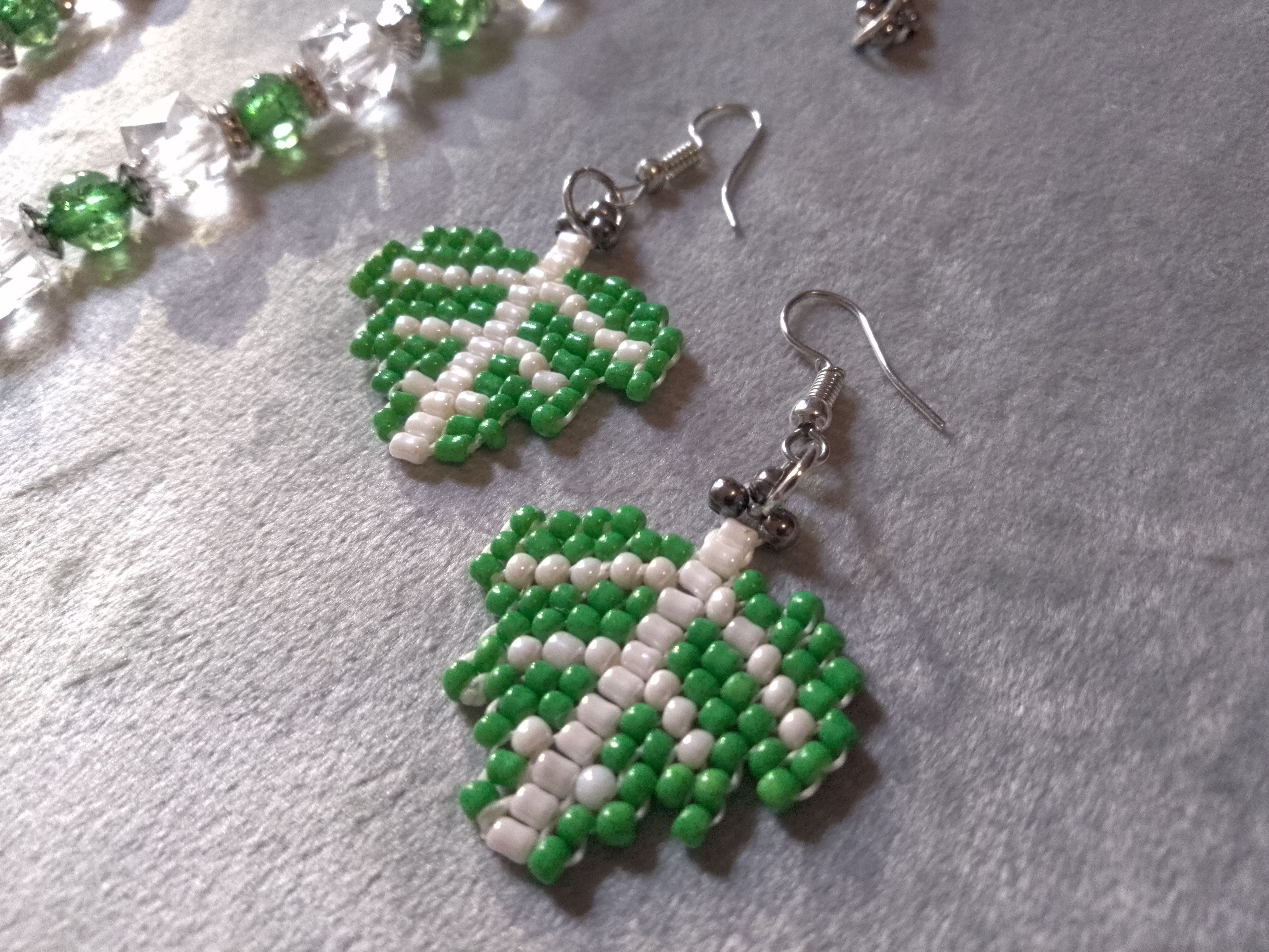 Handmade Necklace Long Green Earrings Crystal Pendant Tree of Life Size ONE SIZE - 8 Thumbnail