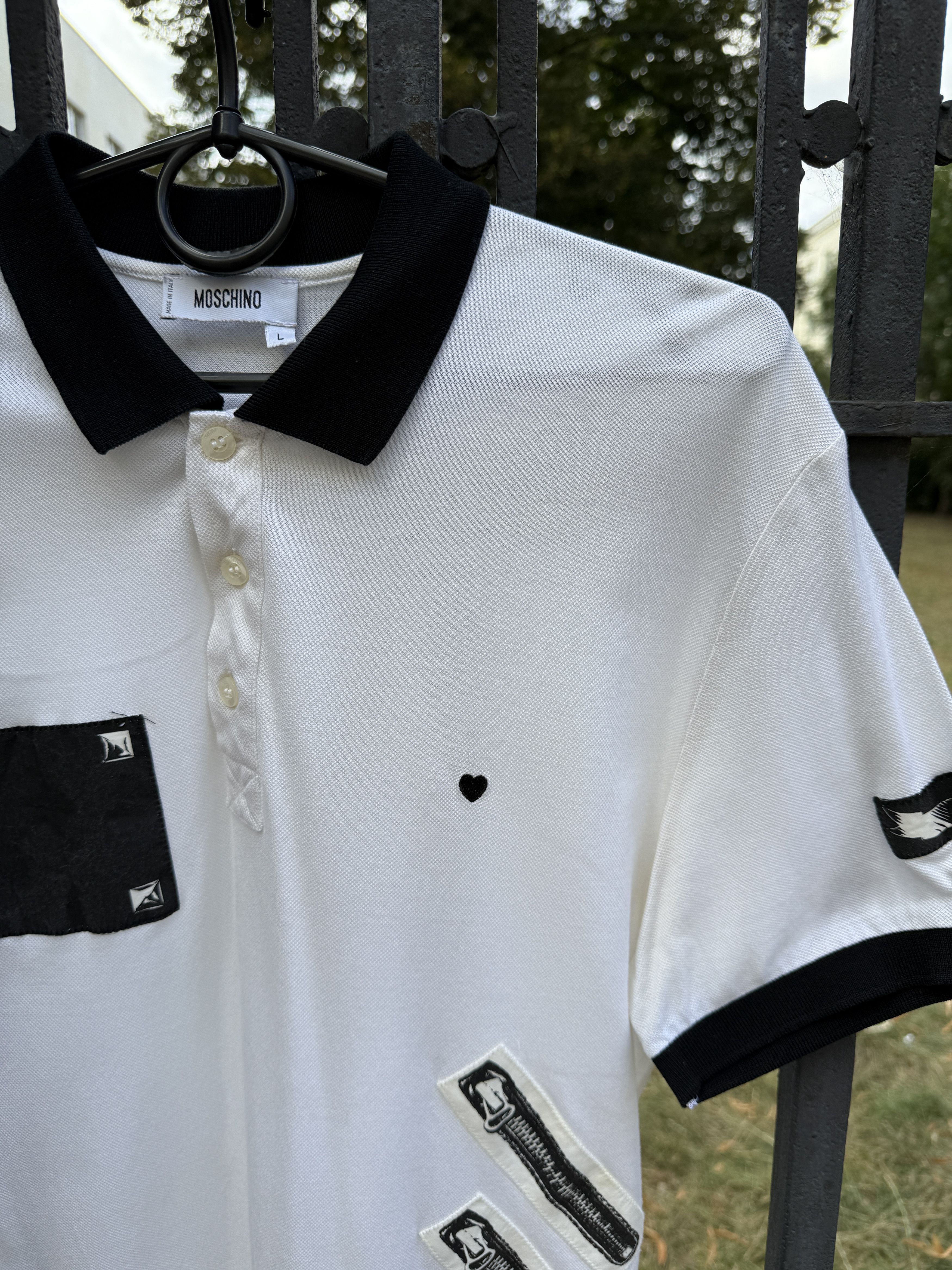 Moschino Moschino heart vintage white polo - L Size US L / EU 52-54 / 3 - 3 Thumbnail