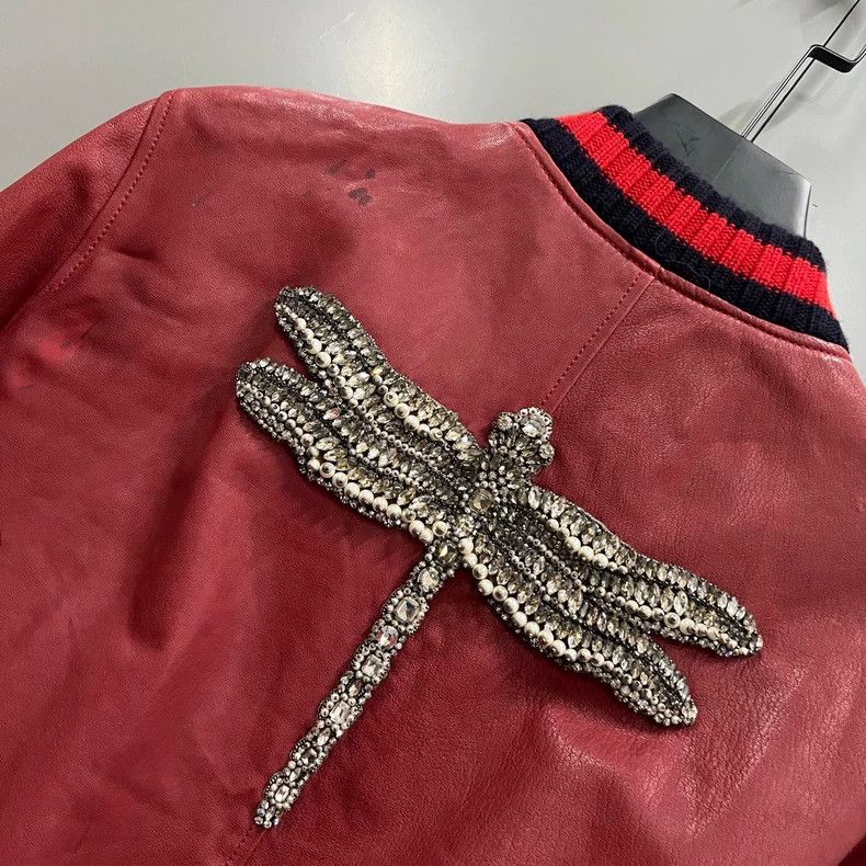 Gucci Gucci Rhinestone bamboo dragonfly embroidered leather jacke Size US S / EU 44-46 / 1 - 4 Thumbnail