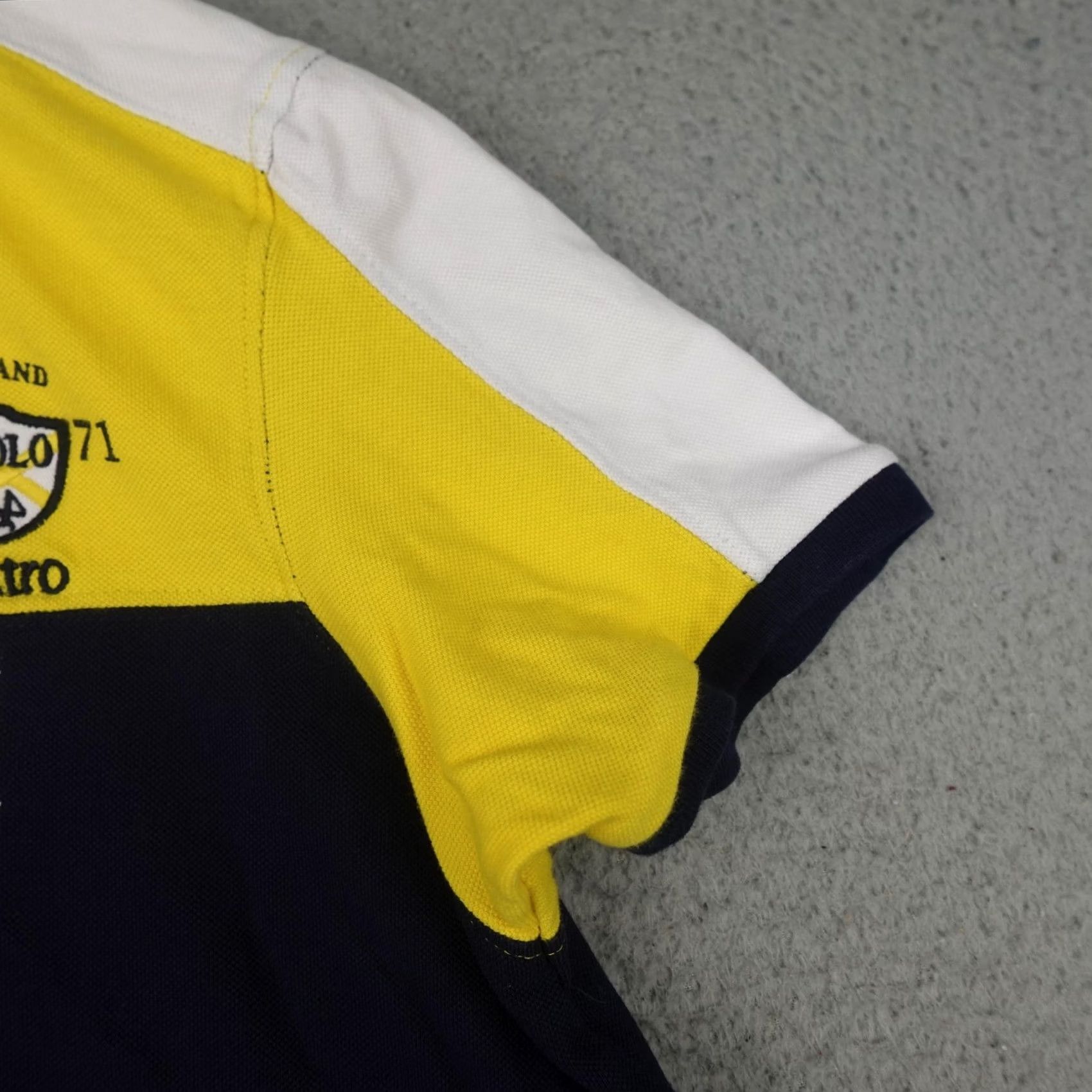 Vintage Valecuatro Polo Shirt Mens 2XL Yellow Blue Striped Embroidered Polo Team Rugby Size US XXL / EU 58 / 5 - 6 Thumbnail