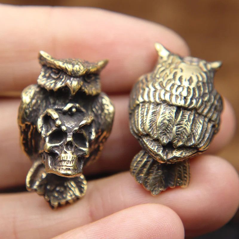 Handmade 3Pcs Owl Skull Knife Beads Paracord Bead Zipper Umbrella Size ONE SIZE - 1 Thumbnail