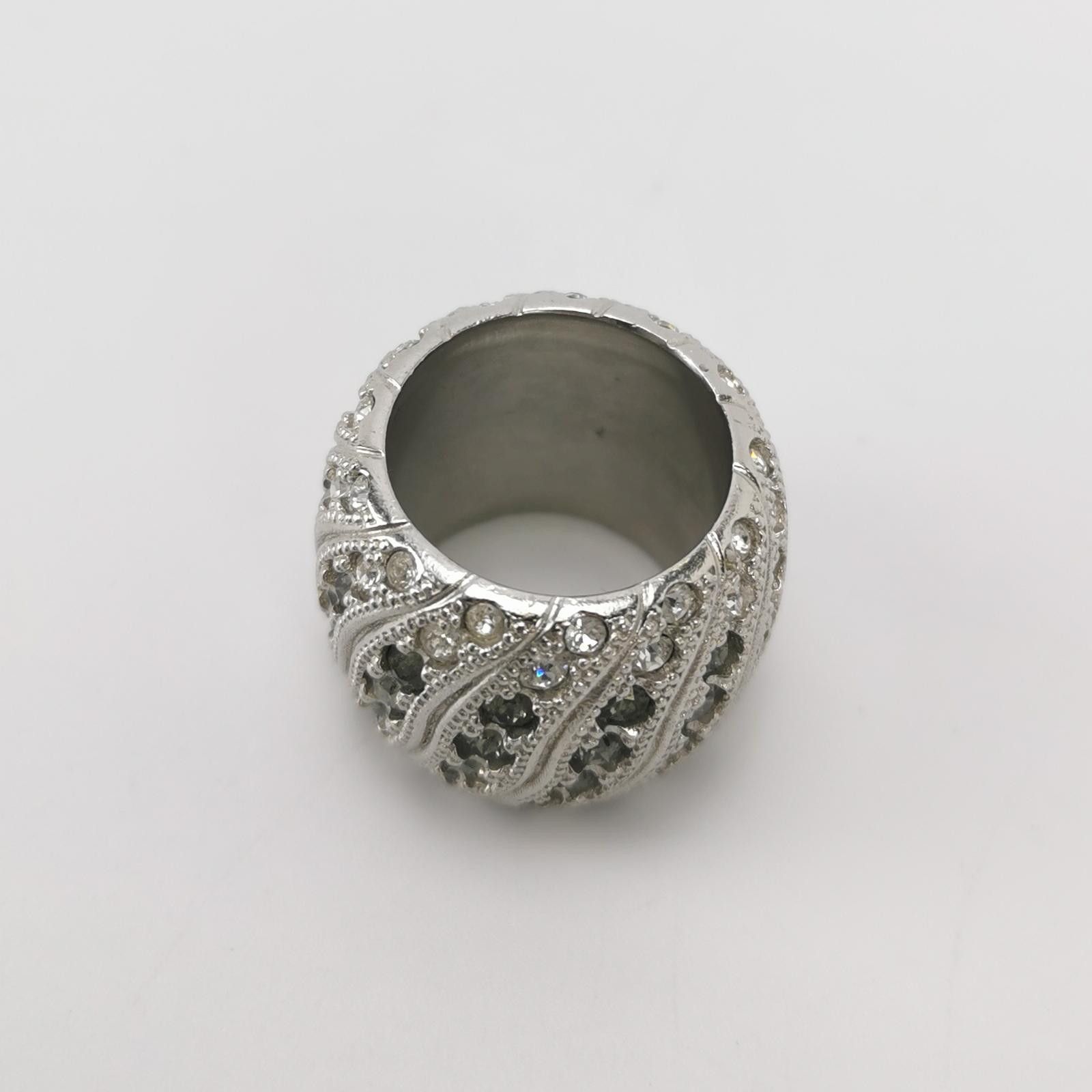 Chanel Chanel Crystal Double C Logo Wide Ring Size 14 -z2505 Size ONE SIZE - 6 Thumbnail