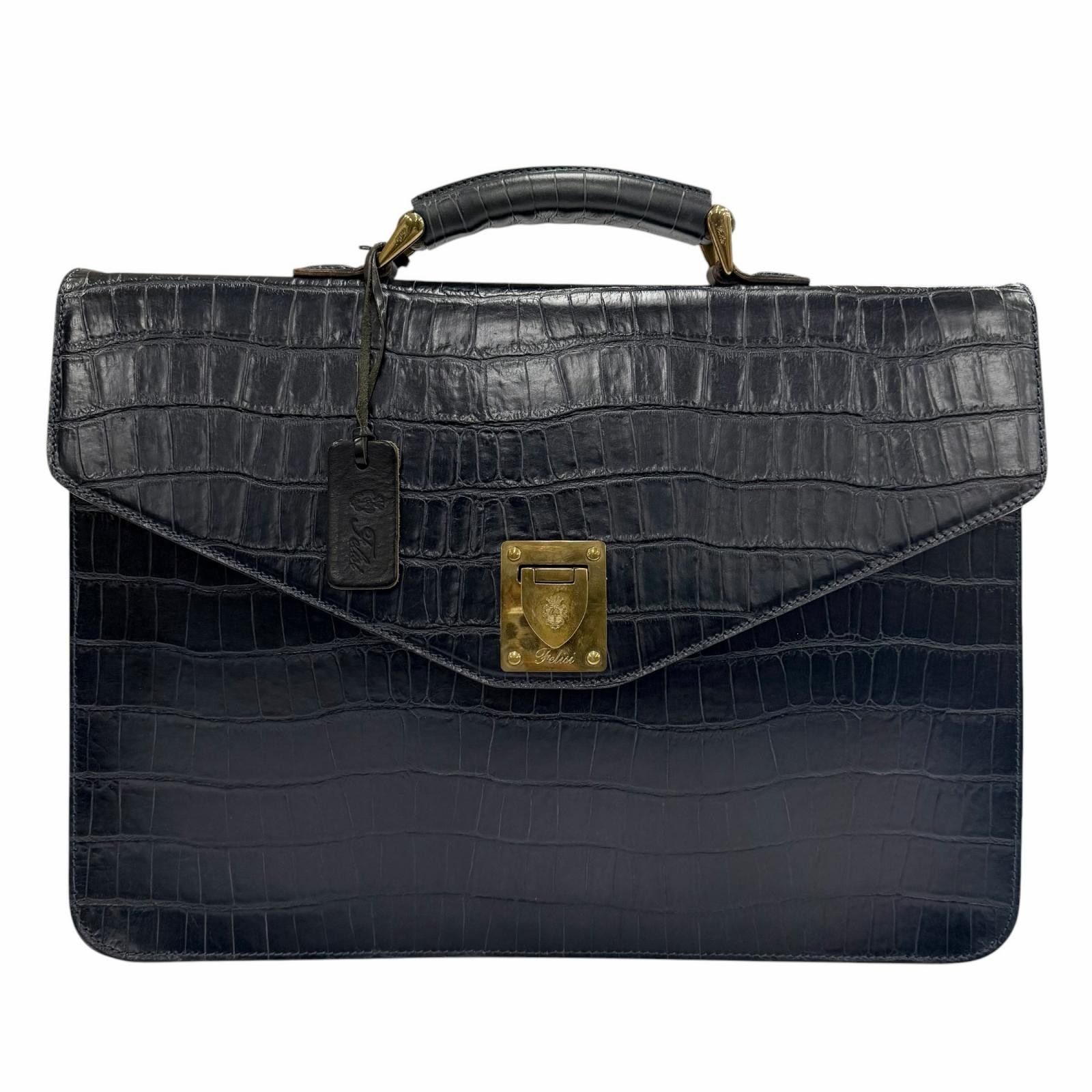 Other Other Felisi Crocodile Embossed Leather Briefcase Leather Business Bag DUTY FREE for USA Size ONE SIZE - 1 Thumbnail