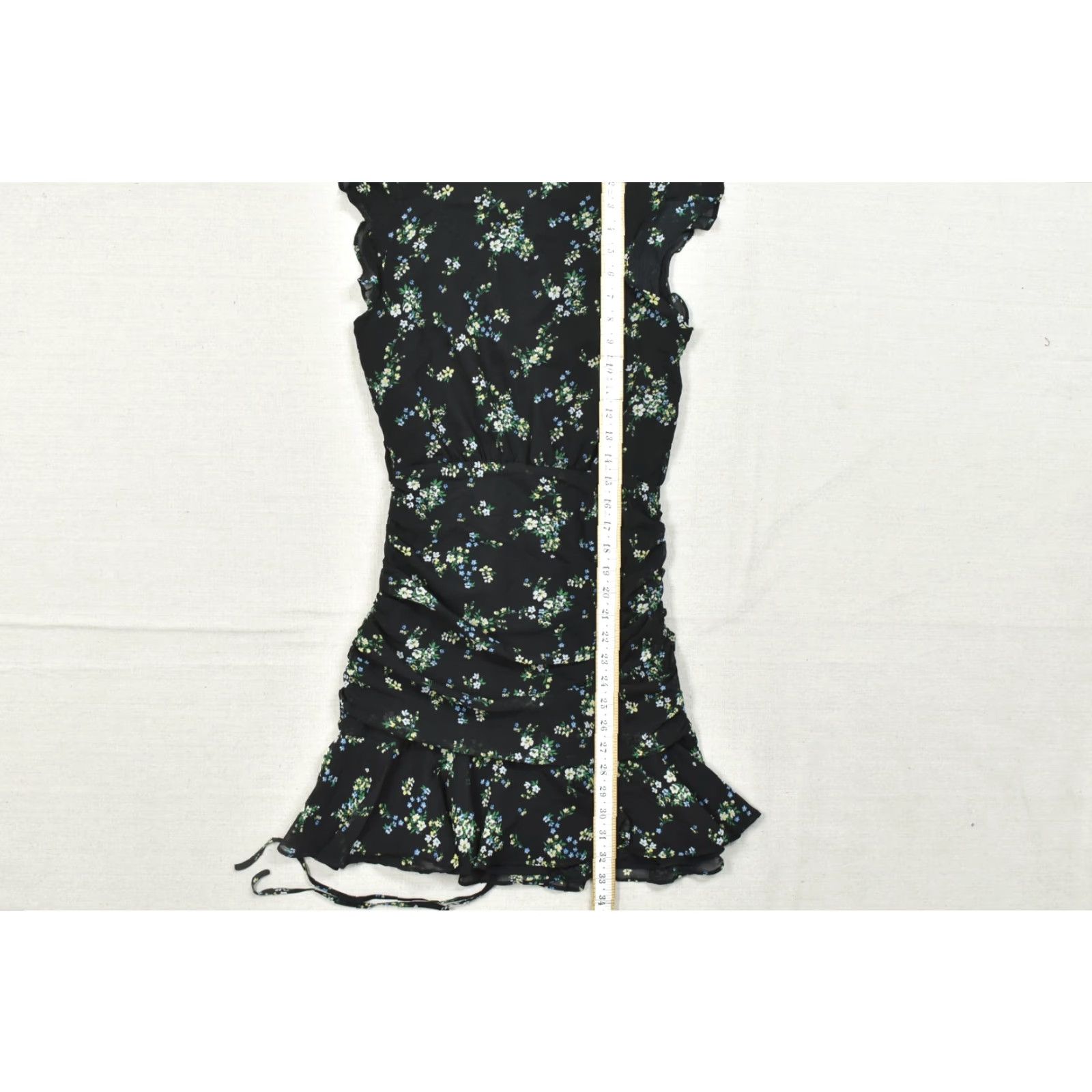 Banana Republic Dress 2P Petite Black Floral V-Neck Ruched Mini NWT  Party/Cocktail Dress Womens