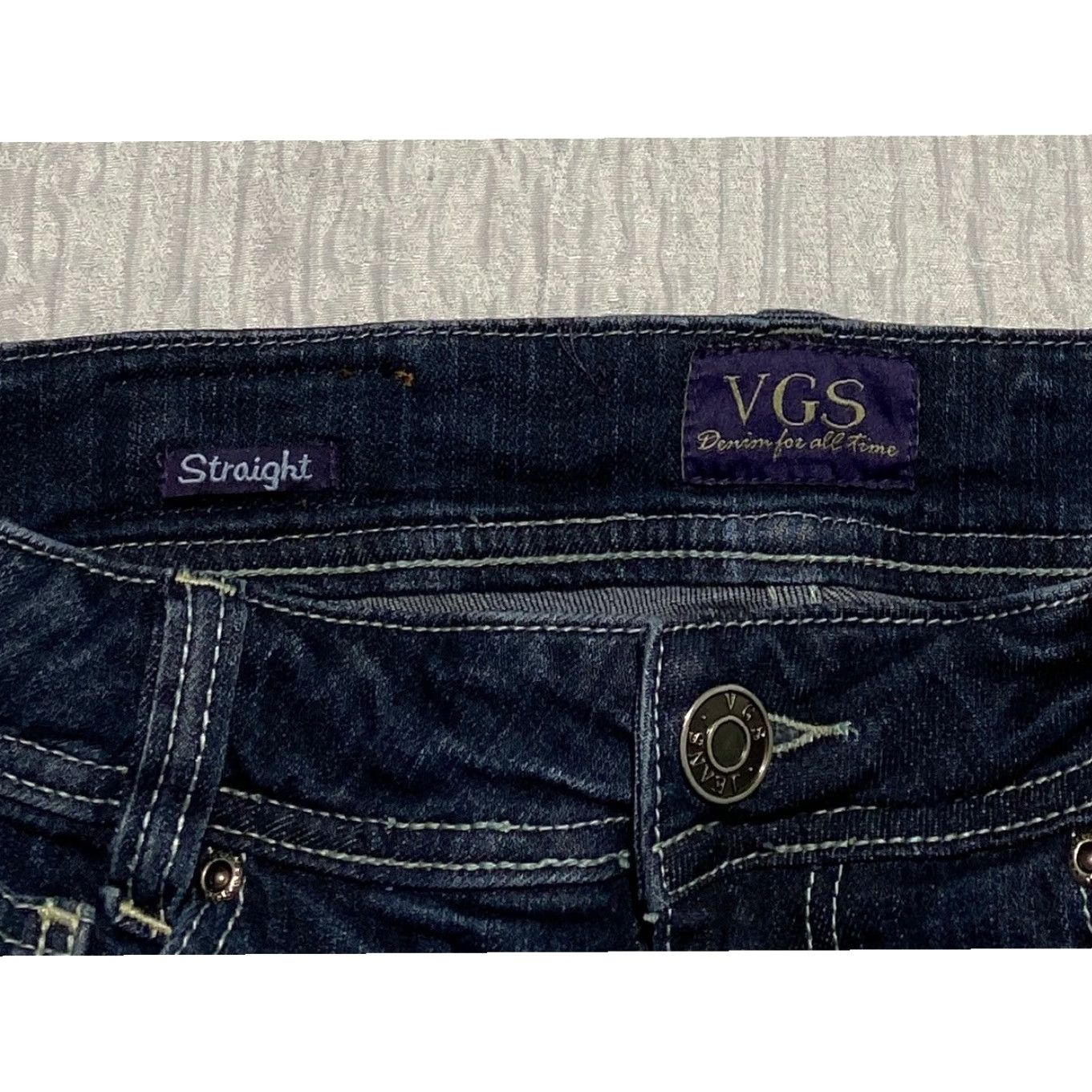 Denime VGS Jeans Womens Jeans 5-Pocket Design Straight Dark Blue Embroidered Size 6 Womens Size 28" / US 6 / IT 42 - 3 Thumbnail