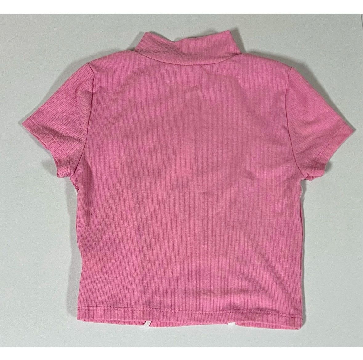 Japanese Brand Pink Zippered Mock-Neck Shirt Crop Top Blouse Tee Size S 🌸✨ Size S / US 4 / IT 40 - 3 Thumbnail