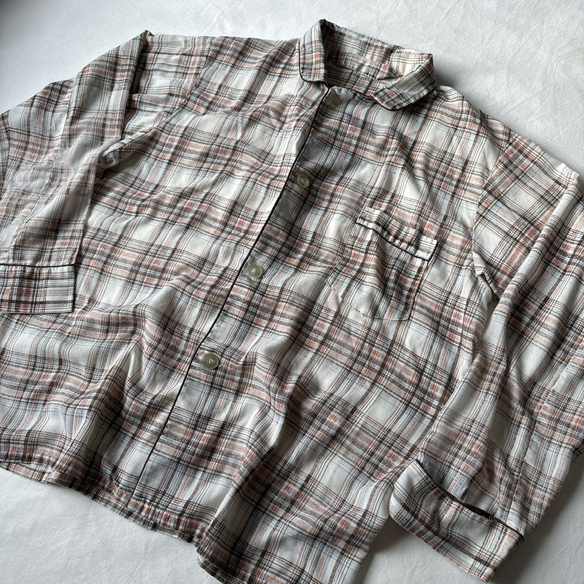 Vintage Vintage Plaid Button Shirt White & Brown Large L Size US L / EU 52-54 / 3 - 2 Thumbnail