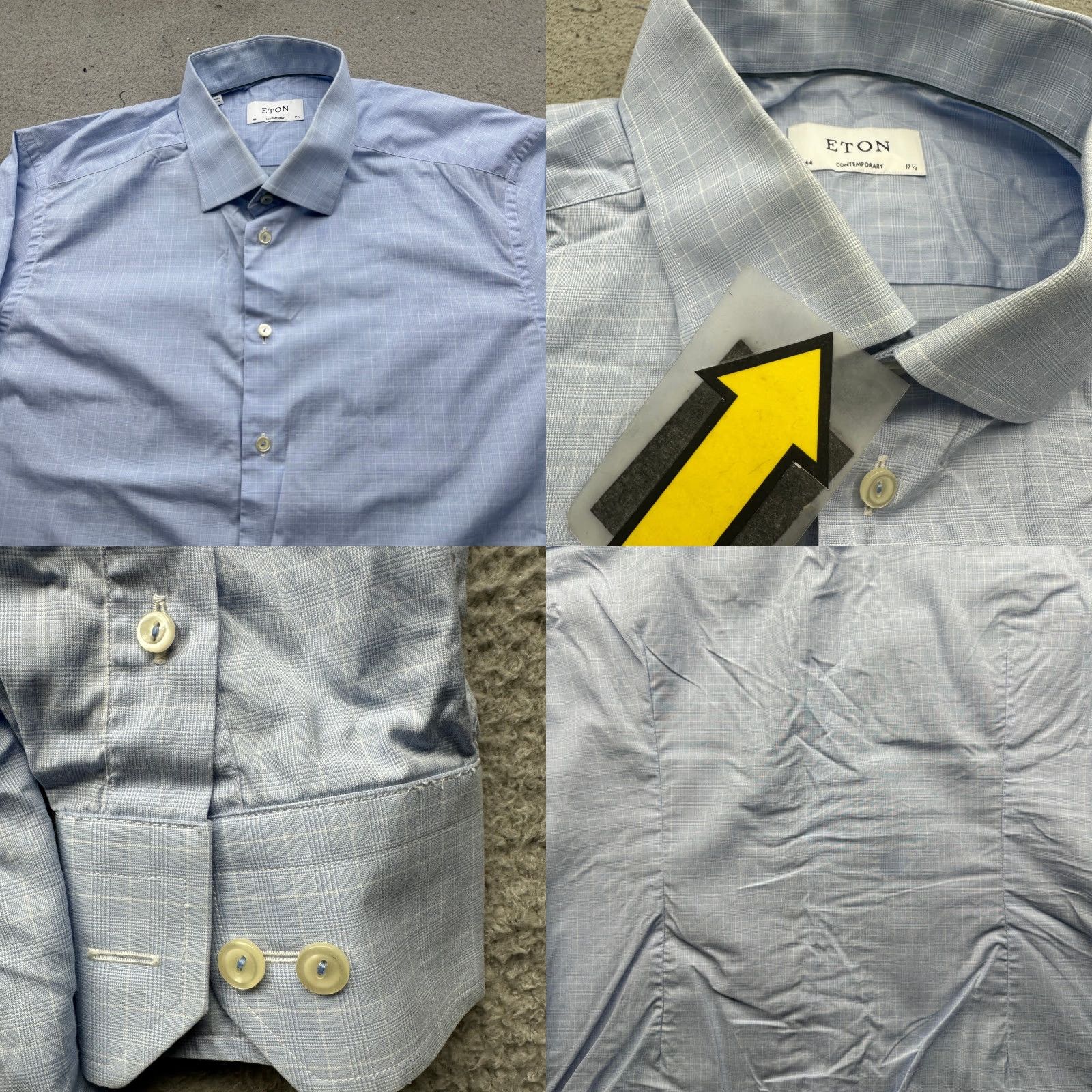Eton VINTAGE Eton Poplin Graph Plaid XL Long Sleeve Shirt Mens Button Up Blue White Size US XL / EU 56 / 4 - 8 Thumbnail