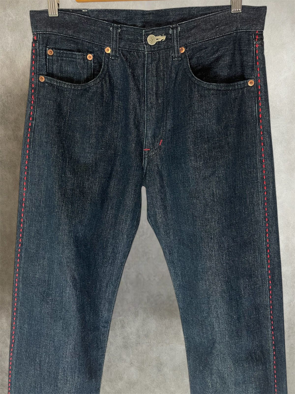 Japanese Brand Hiromichi nakano contrast stitching indigo denim pants Size US 31 - 2 Thumbnail