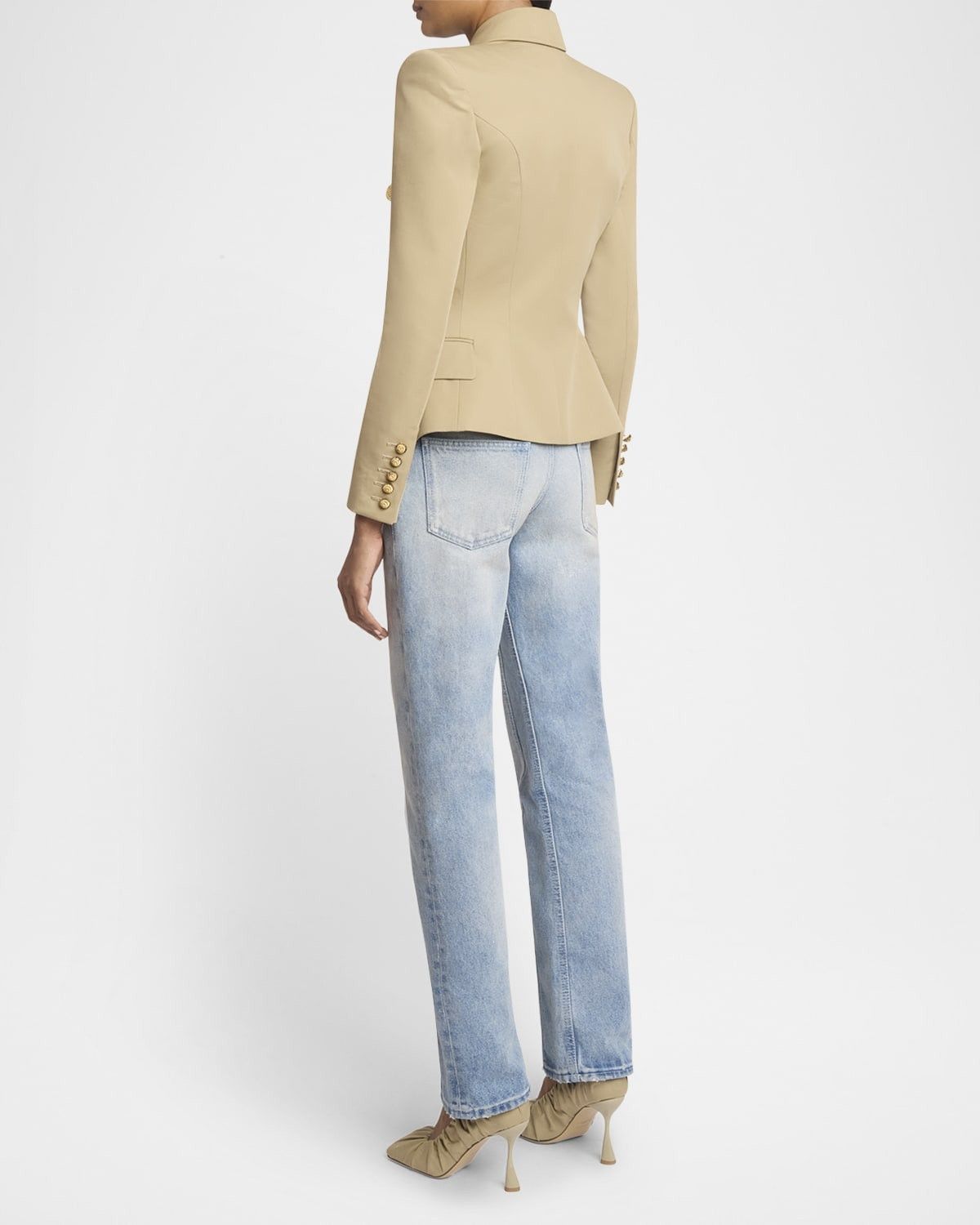 Balmain o1s1wg111025 6-Button Cotton Blazer in Beige Size L / US 10 / IT 46 - 4 Thumbnail