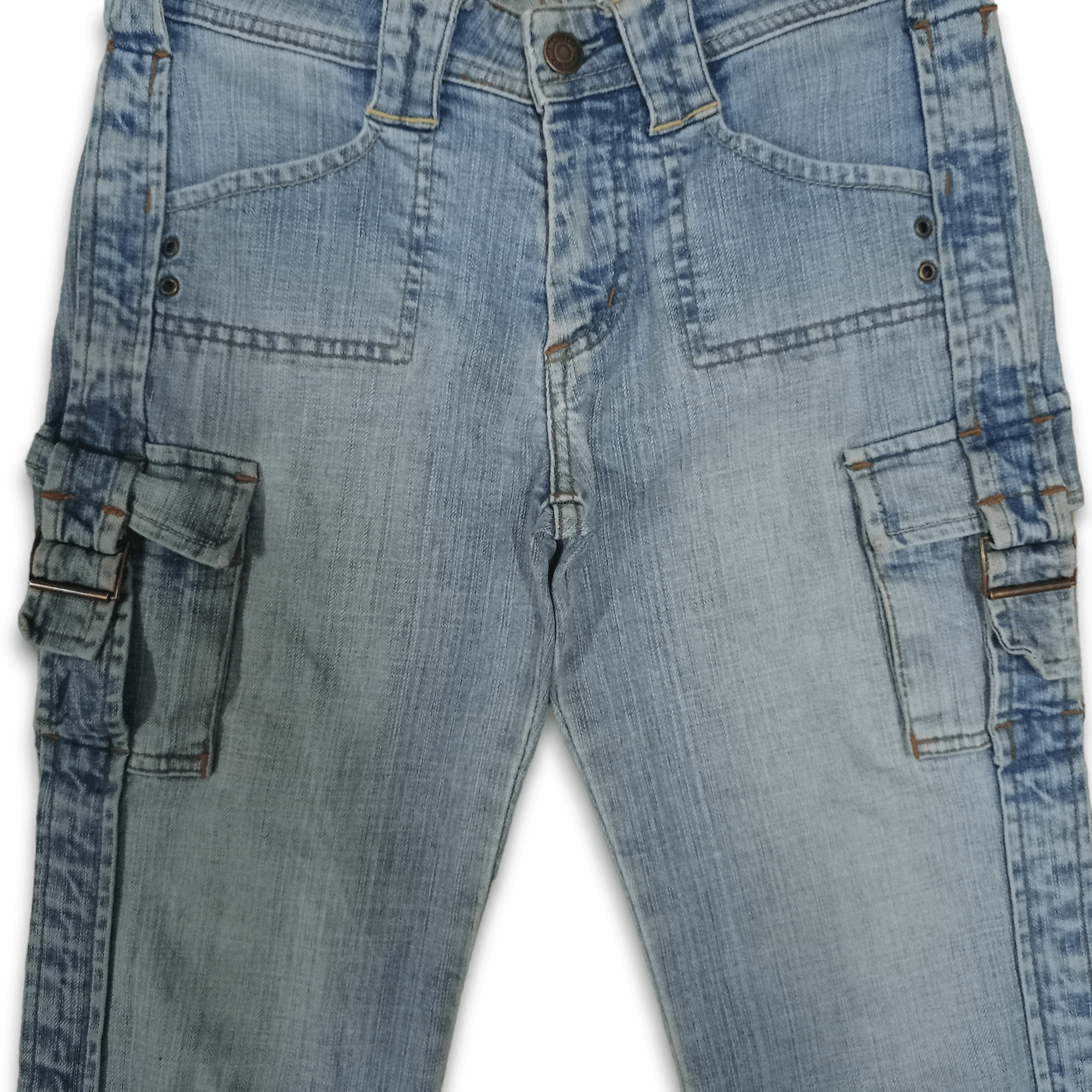 Japanese Brand Vintage Japanese Brand Blue Wash Cargo Flare Denim Jeans Size 27" / US 4 / IT 40 - 5 Thumbnail