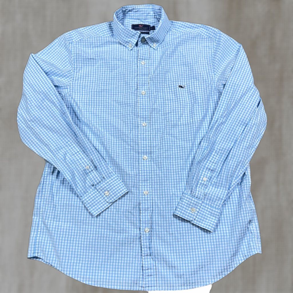 Vineyard Vines Vineyard Vines Shirt Men Large Blue Classic Fit Tucker Button Up Gingham Poplin Size US L / EU 52-54 / 3 - 1 Thumbnail