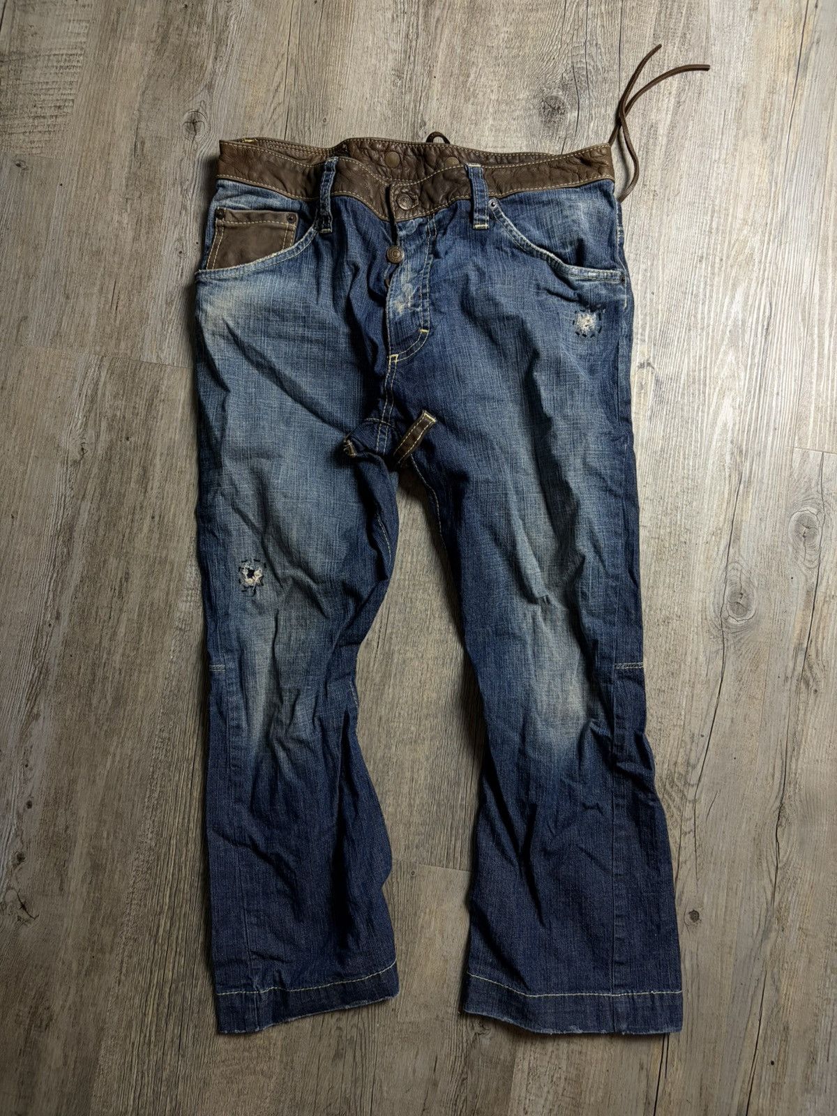 Dsquared2 2006 dsquared leather waist denim jeans Size 28" / US 6 / IT 42 - 1 Thumbnail