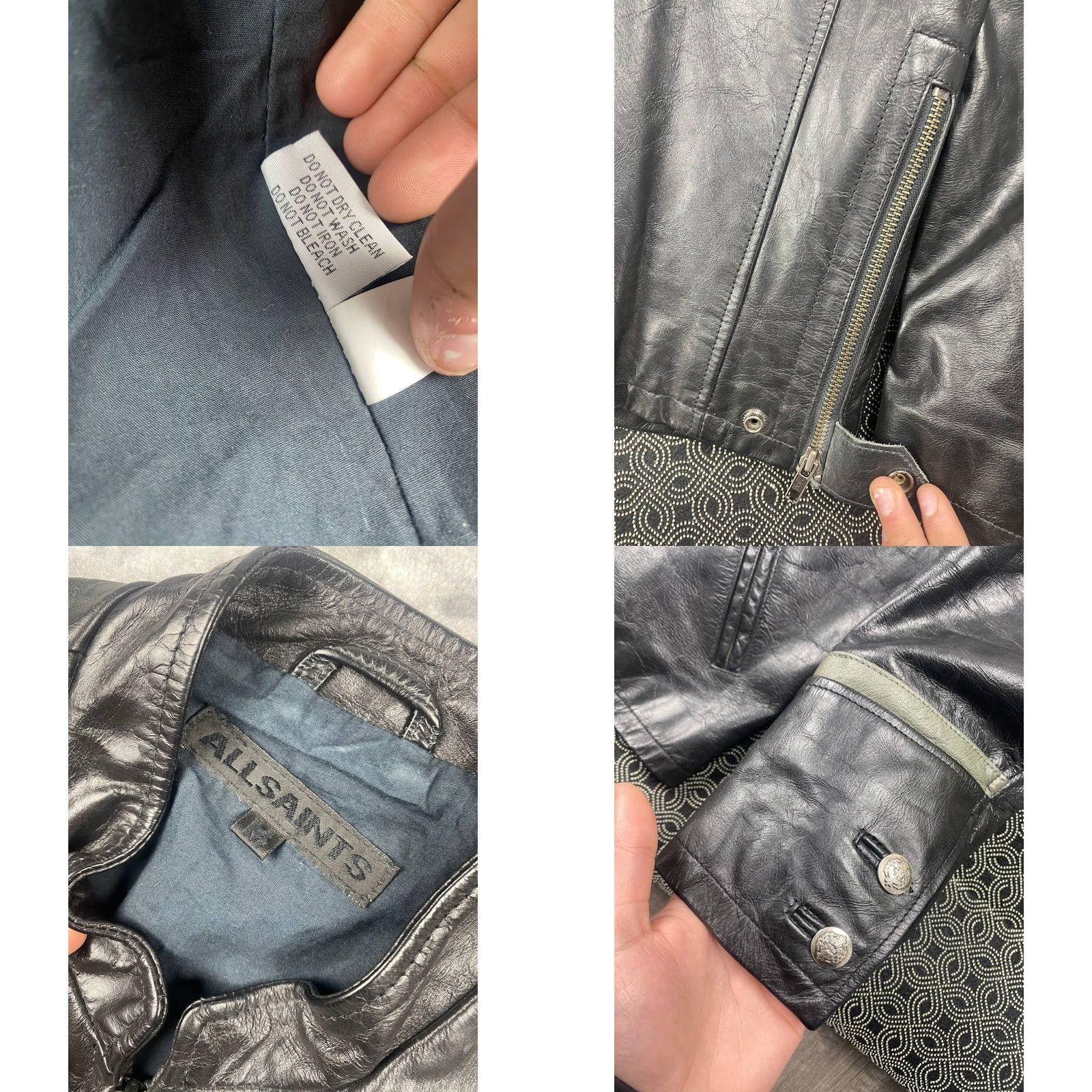 Allsaints AllSaints Leather Shirt Bomber Jacket Men M Black Regular Zip Biker Coat Leather Lining Winter Spring Fall Ride Mens Size US M / EU 48-50 / 2 - 8 Thumbnail