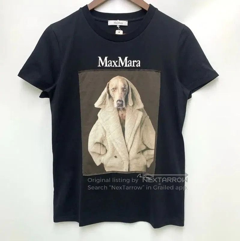 Max Mara MaxMara Black Cotton T-Shirt with Dog Graphic . Size M / US 6-8 / IT 42-44 - 1 Thumbnail