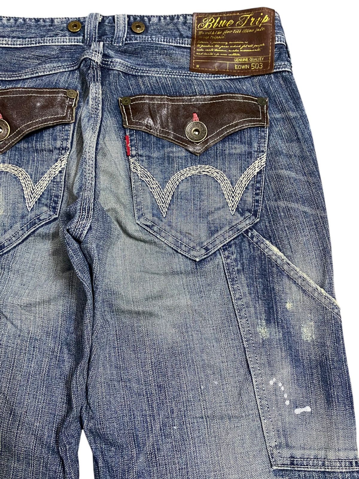 Edwin Vintage Japanese Brands Splatter Distressed Baggy Jeans Size US 35 - 14 Thumbnail