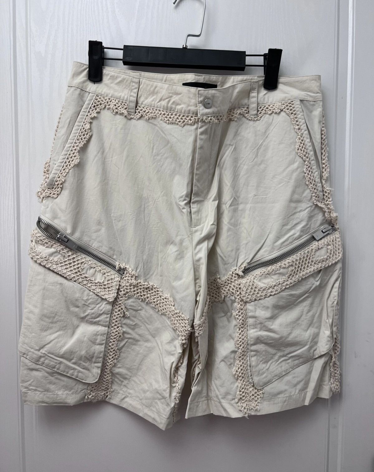 Heliot Emil HE Mesh Distressed-Panel Shorts