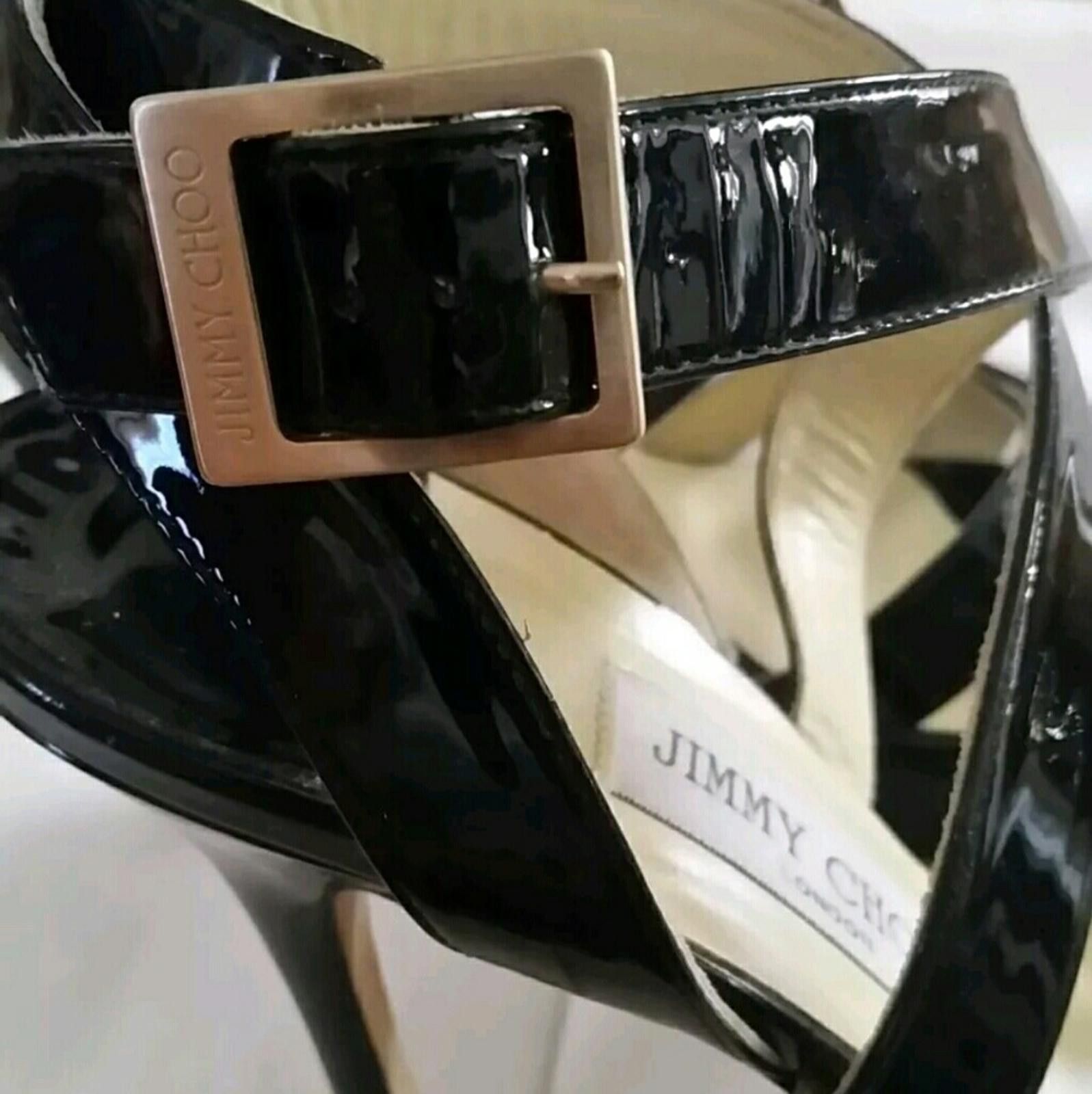 Jimmy Choo Jimmy Choo Black Patent Leather High Heel Sandals Shoes 39 Size US 8.5 / IT 38.5 - 4 Thumbnail