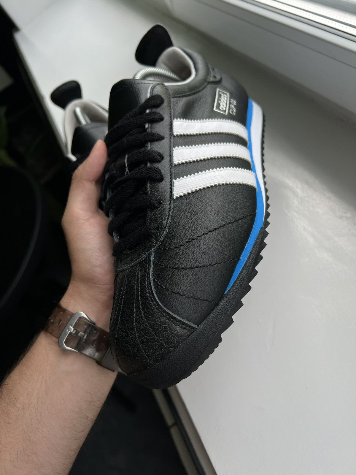 Vintage Adidas Cup 68 Indoor Trainers Black White Blue Y2K Size US 10.5 / EU 43-44 - 16 Thumbnail