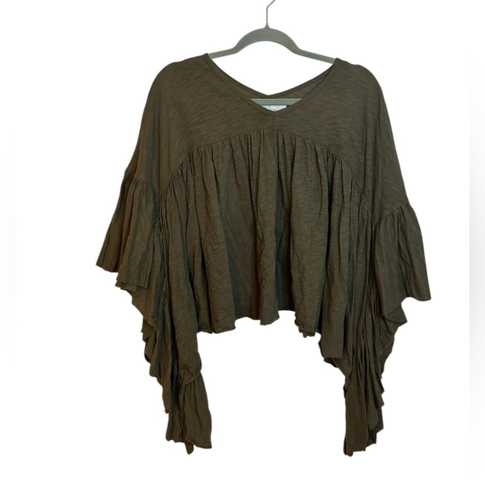 Free People Free People Beach Olive Green Flowy Crop Tee Size XS / US 0-2 / IT 36-38 - 1 Thumbnail