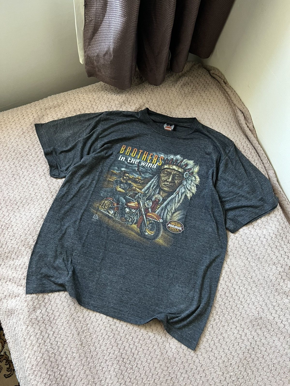Harley Davidson × Vintage Vintage brothers in the wind motor live in ride 90s shirt 3D Size US M / EU 48-50 / 2 - 1 Thumbnail