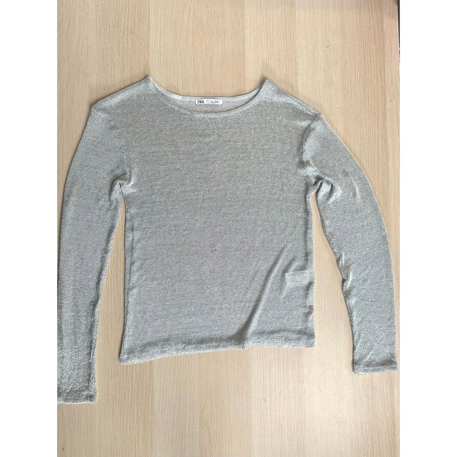 Zara Zara Gray Metallic Crewneck - Size S - Mint Size S / US 4 / IT 40 - 1 Thumbnail