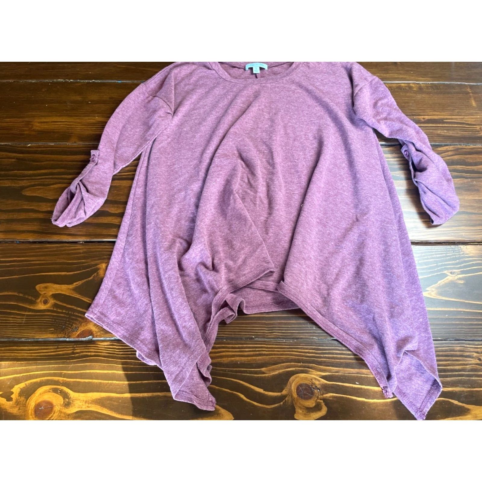 Vintage She + Sky Sweater Womens Size Small Burgundy Asymmetrical Cowl Neck Pullover Size S / US 4 / IT 40 - 2 Thumbnail