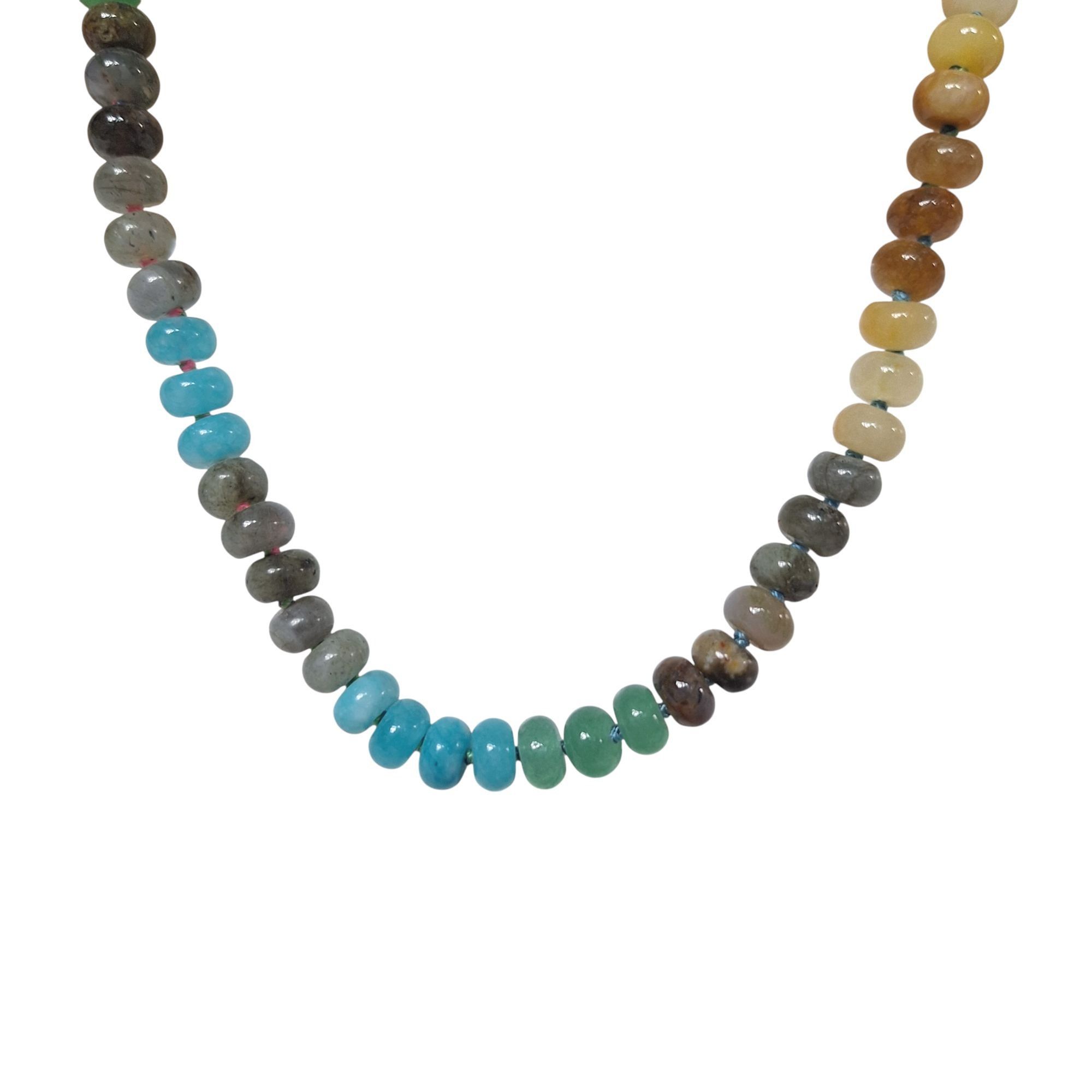 Other Multi Gemstone Rainbow Rondelle Bead Necklace Gold Bolt Clas Size ONE SIZE - 1 Thumbnail