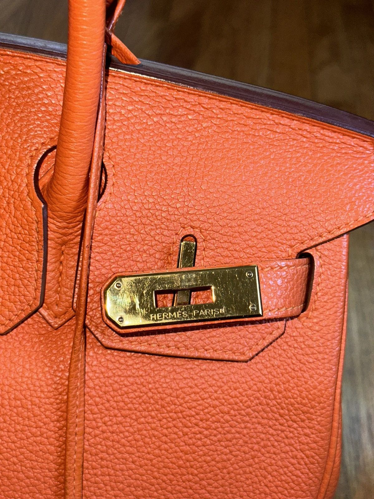 Hermes Birkin 30 Togo orange and gold 2010 bag