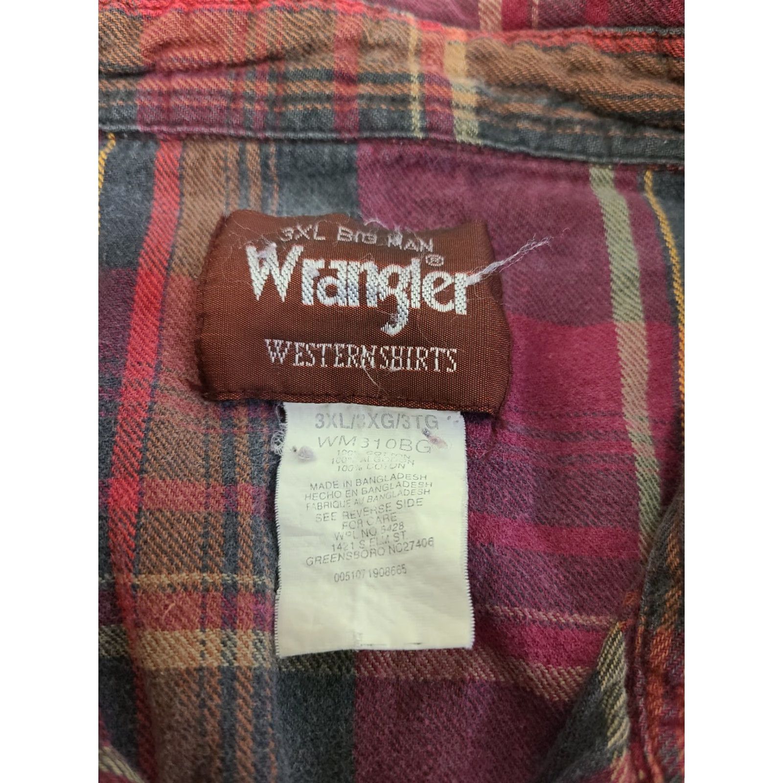 Wrangler Wrangler Shirt Mens 3XL Red Plaid Collared Snap Front Pockets Button-Up Western Big & Tall Size US XXL / EU 58 / 5 - 4 Thumbnail