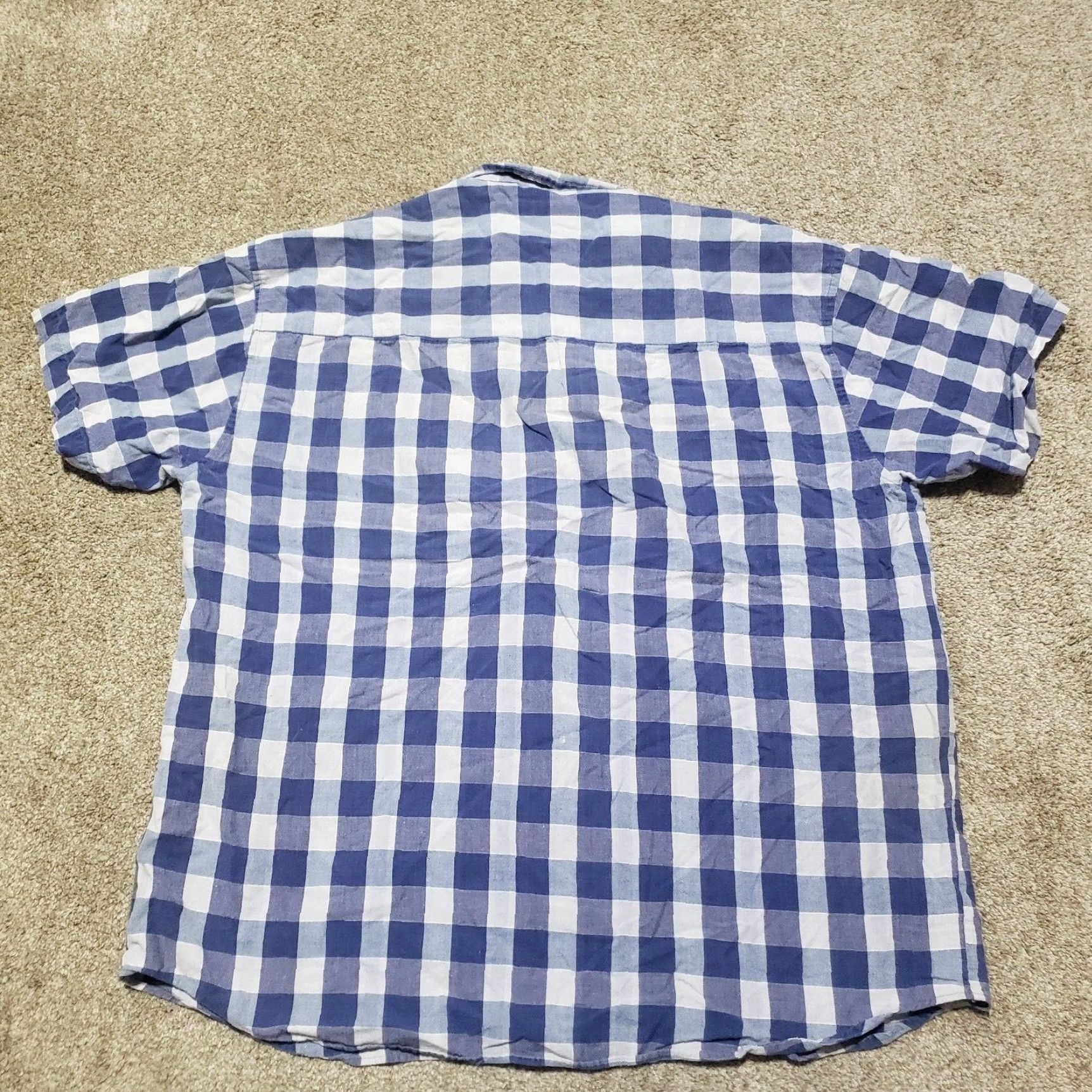 Vintage VINTAGE Marino Bay Plaid Button-Up Shirt Short Sleeve Adult Men XL Blue Size US XL / EU 56 / 4 - 7 Thumbnail