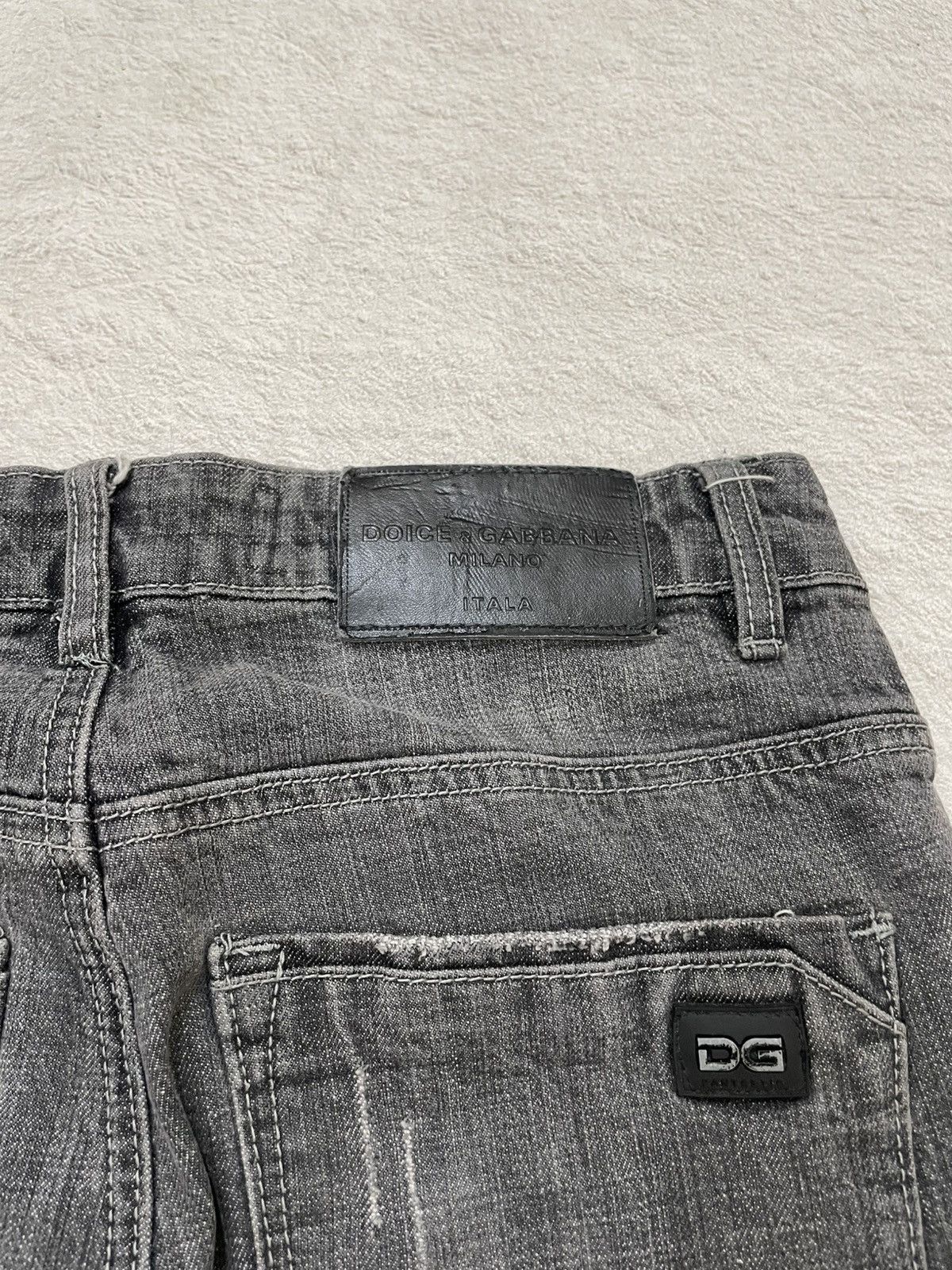 Japanese Brand 00s Dolce Gabbana Washed Grey Denim Distressed Y2K Japan Size US 29 - 13 Thumbnail
