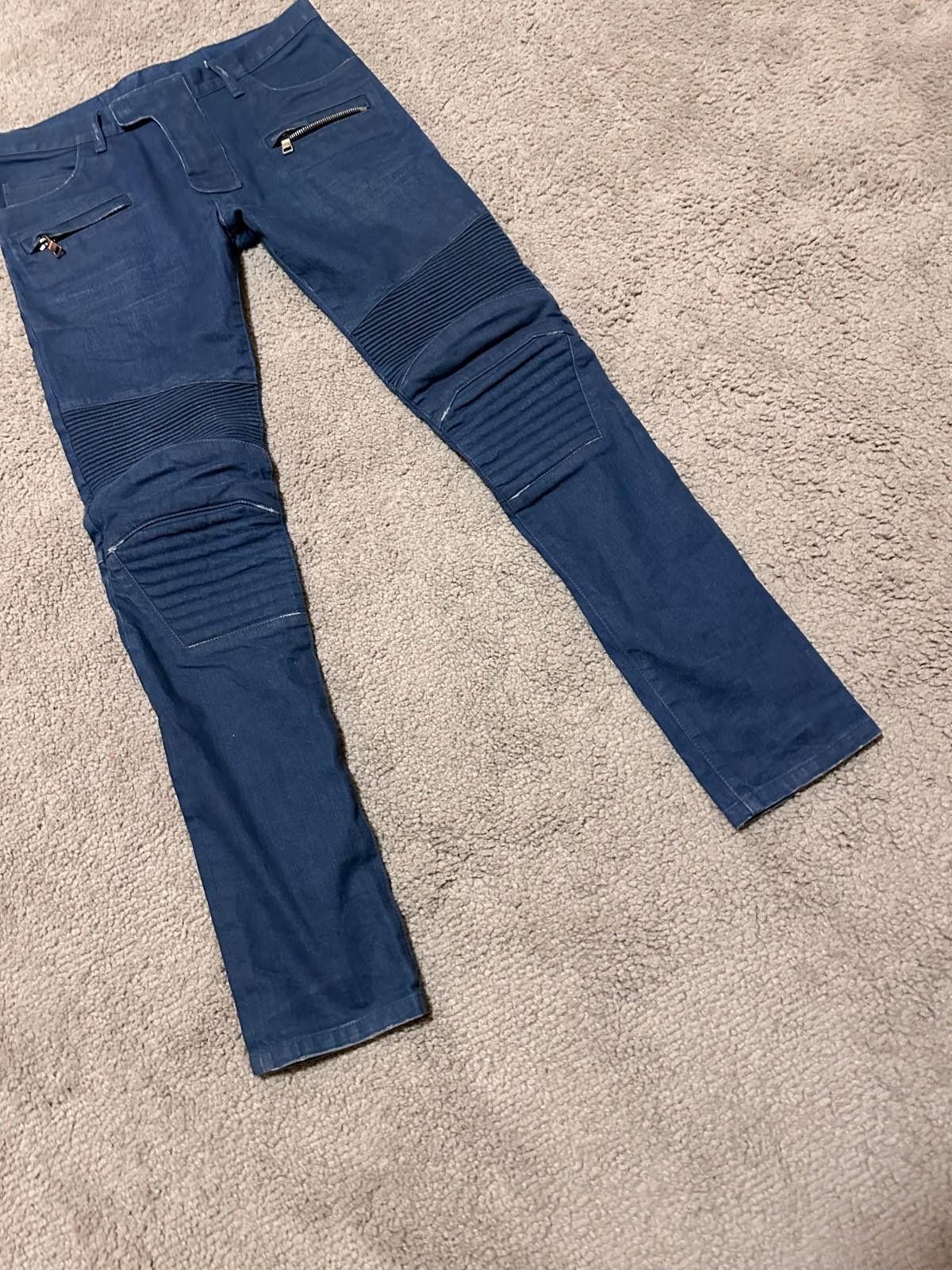 Balmain WOMENS BALMAIN SKINNY BIKER MOTO JEAN SIZE 31 Size 31" - 2 Thumbnail