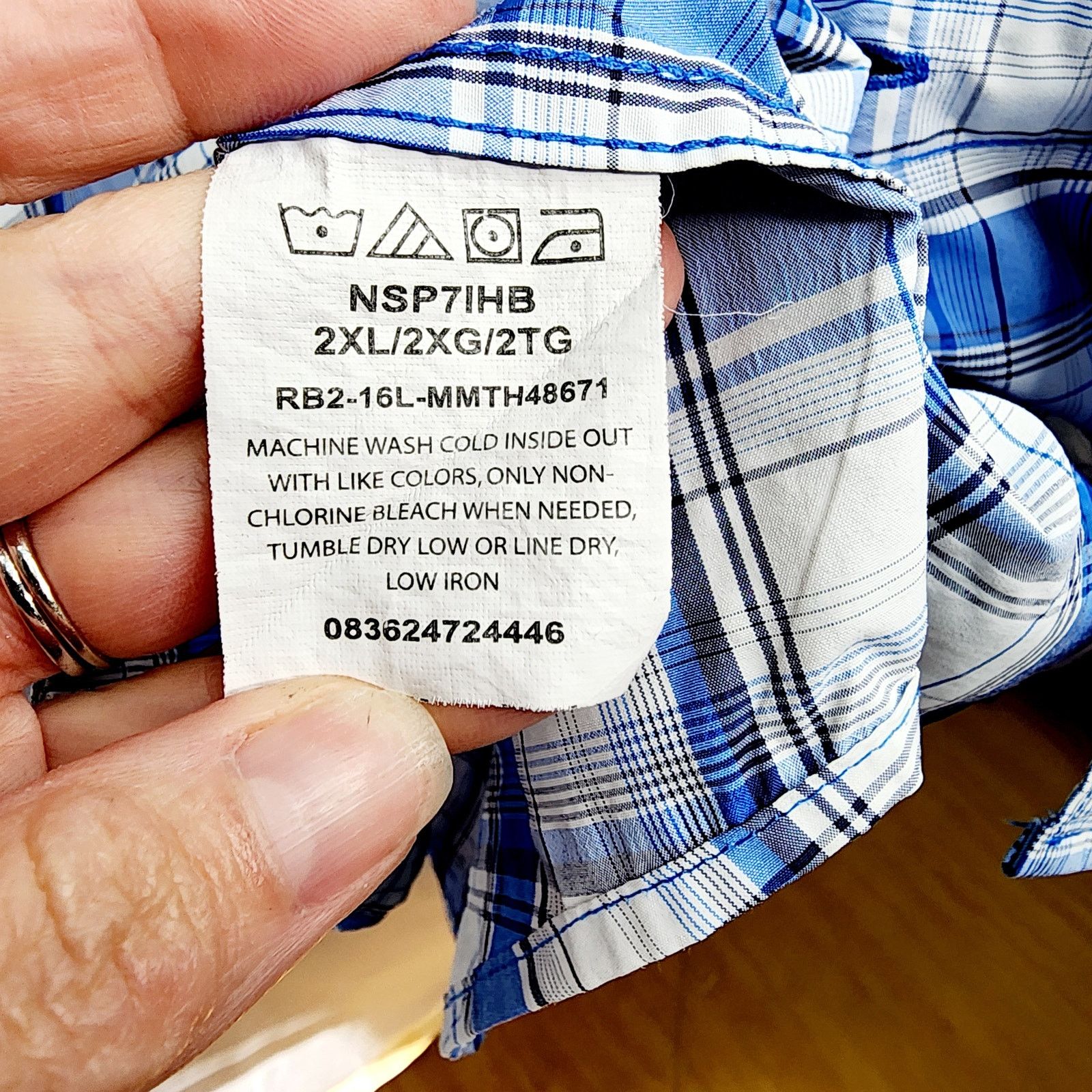 Wrangler Wrangler Men's Blue Plaid Short Sleeve Button Front Shirt Size US XXL / EU 58 / 5 - 9 Thumbnail
