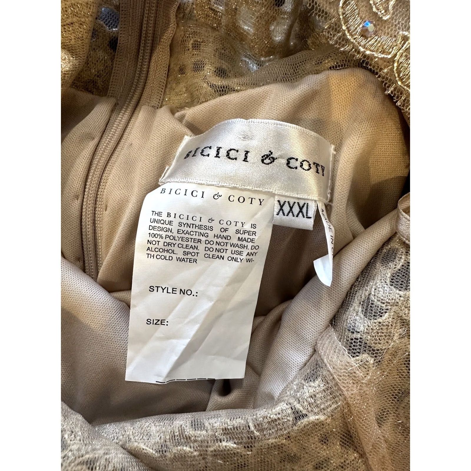 Vintage VINTAGE Bicici & Coty Women’s Beige Formal Dress Maxi Ball Gown Long 3XL with Shawl Womens Size XXL / US 16-18 / IT 52-54 - 5 Thumbnail