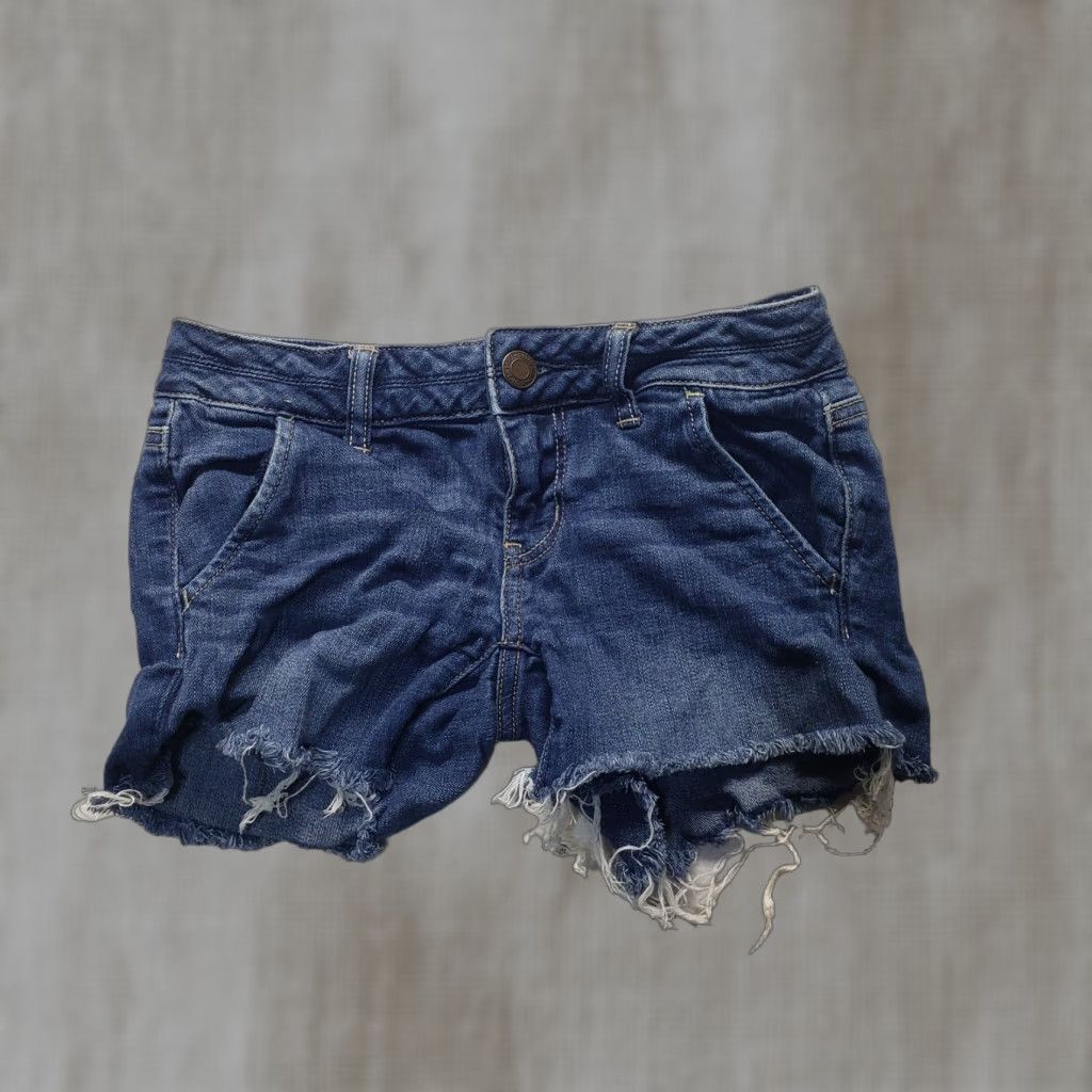 American Eagle Outfitters American Eagle Shortie Denim Cutoff Shorts Shorts Super Blue Stretch Hi Rise 0 Women's Size 25" / US 0 / IT 36 - 1 Thumbnail
