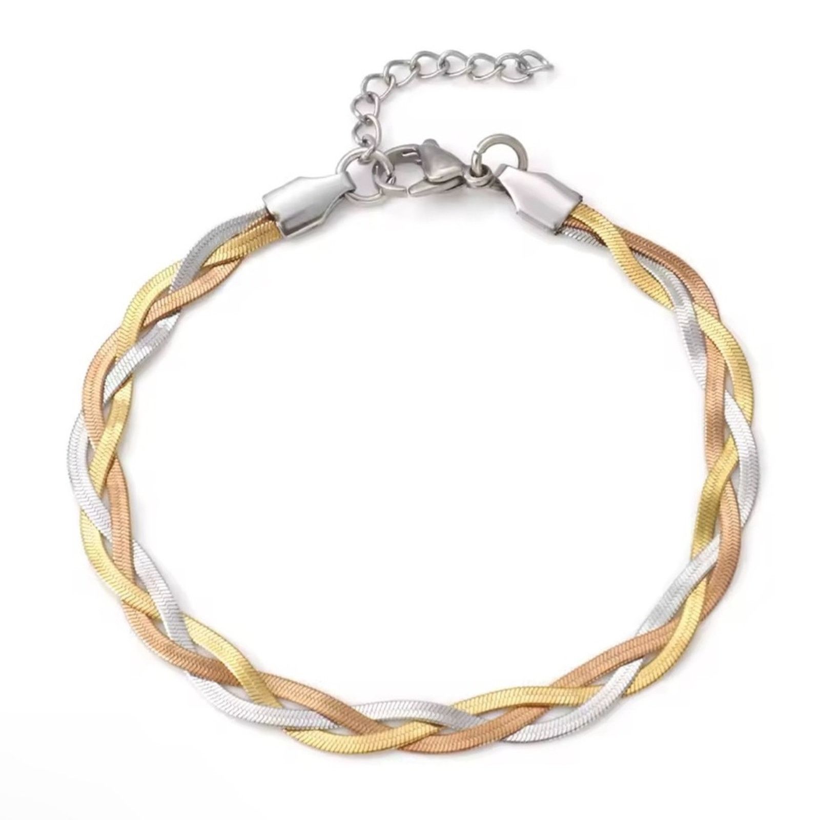 Other Twisted Three Tone Bracelet for Men and Women 7.2” Size ONE SIZE - 1 Thumbnail