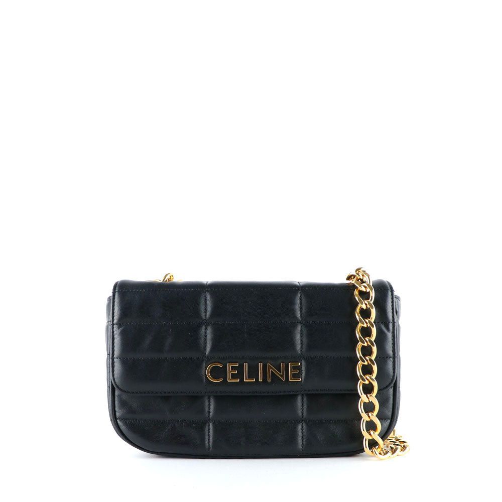image of Celine - Quilted Shoulder Bag In Black Leather, Women's