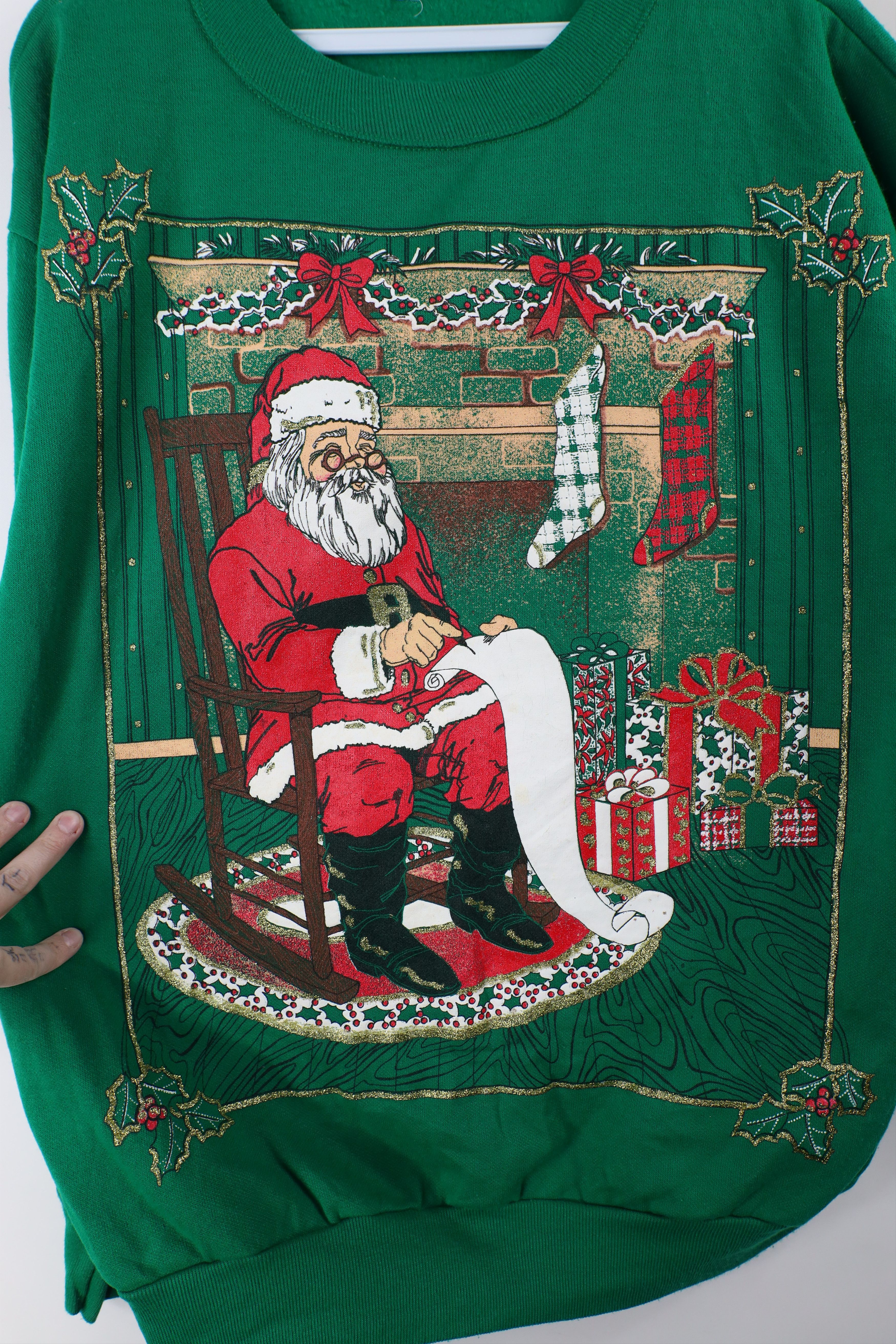 Vintage Vintage 90s Streetwear Santa Claus All Over Print Sweatshirt Size XL / US 12-14 / IT 48-50 - 4 Thumbnail