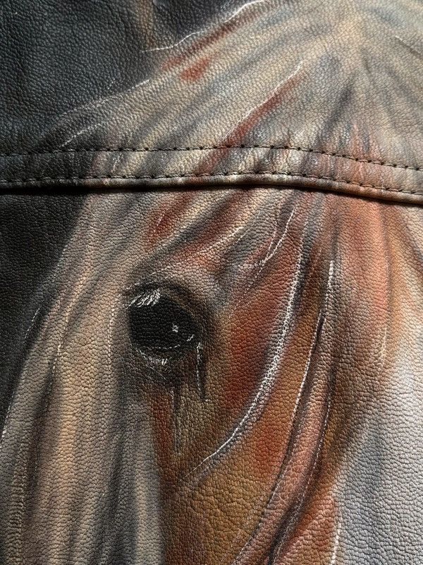 Vintage Falco Leather 90s Biker Vest Airbrush Art Horse by Roland Size S / US 4 / IT 40 - 4 Thumbnail