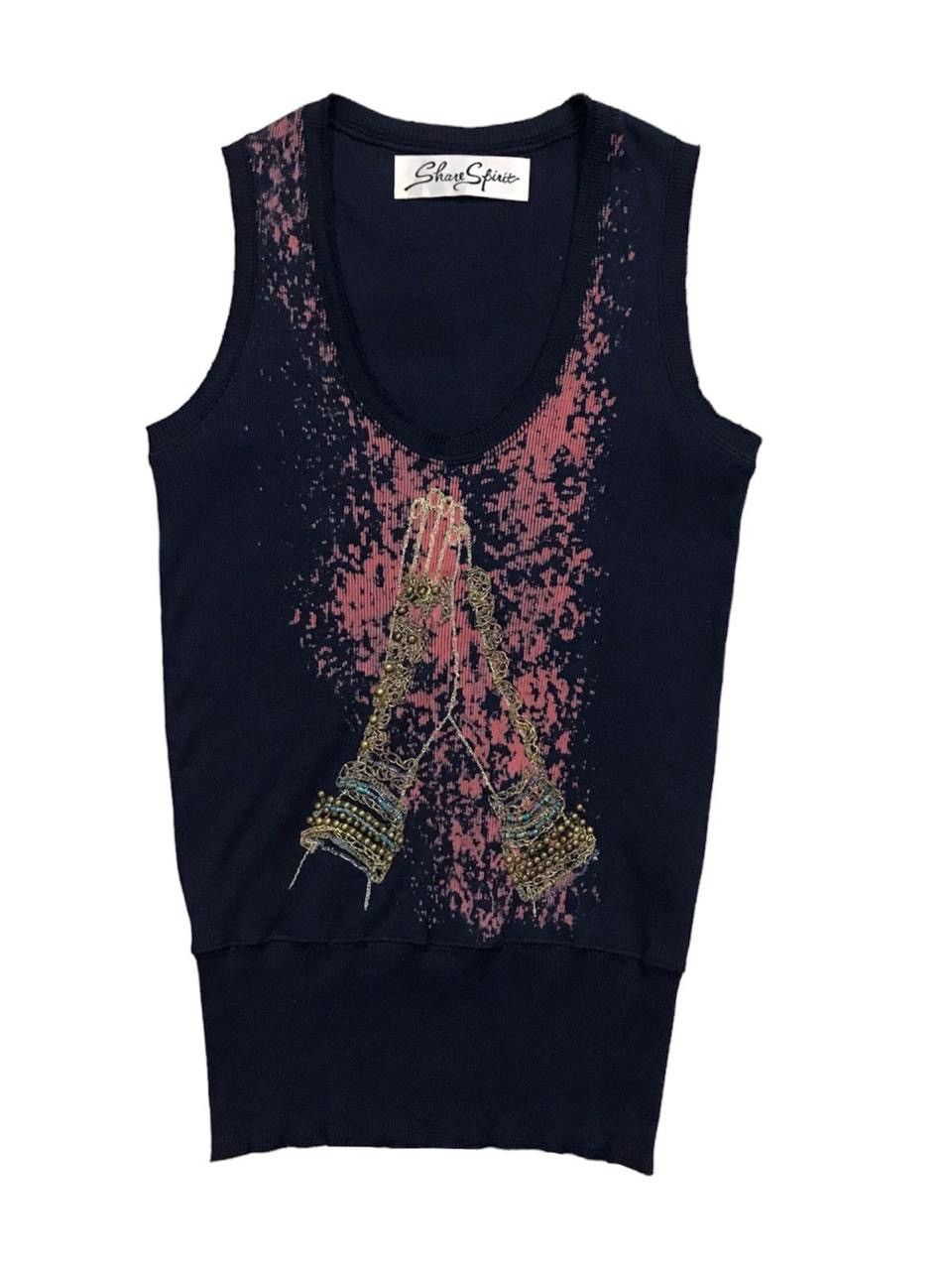 image of If Six Was Nine x Le Grande Bleu L G B Share Spirit Studded Indian Bangles Tank Top in Navy (Size X