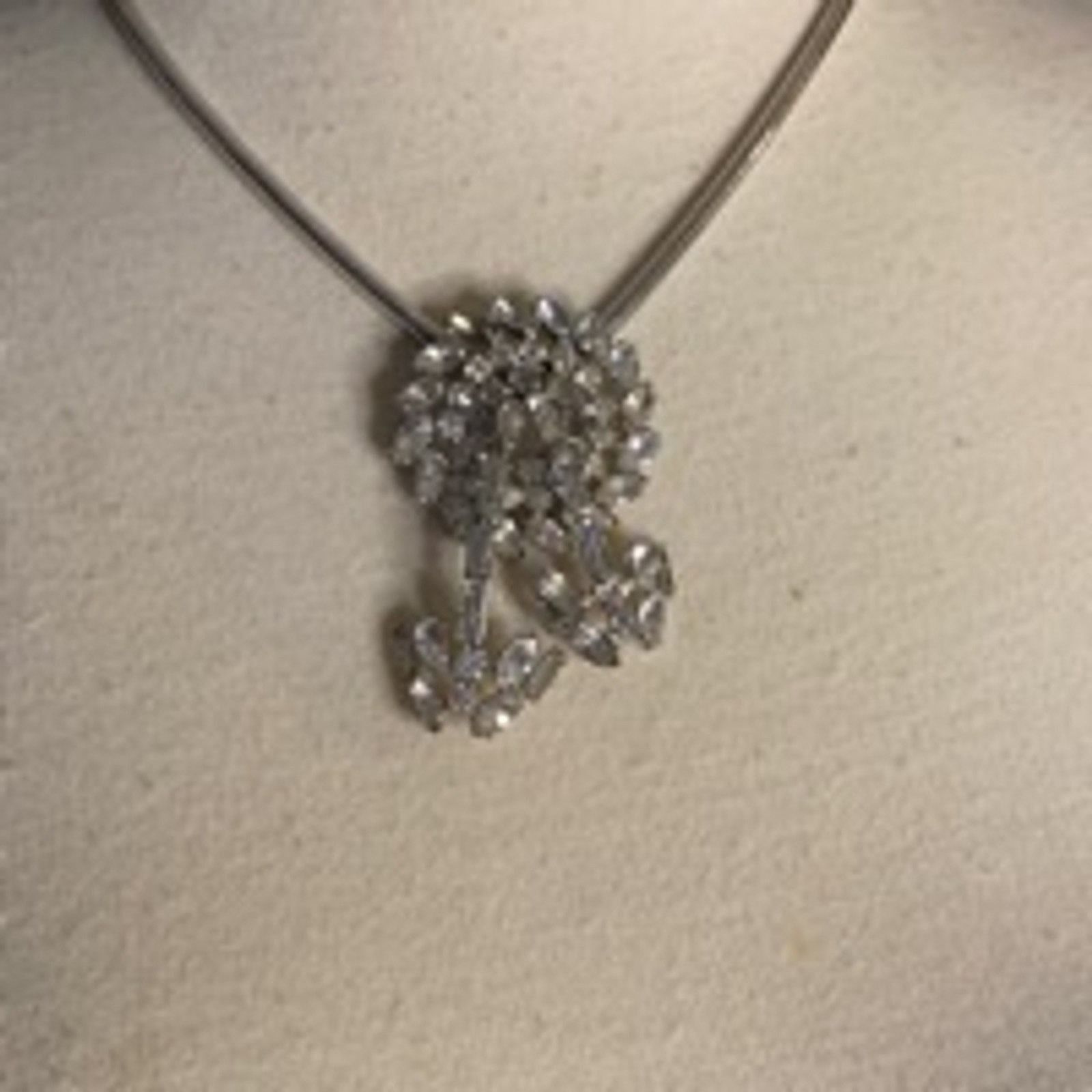 Other Vintage Sterling Silver Rhinestone Jewelry Necklace Signed Size ONE SIZE - 3 Thumbnail