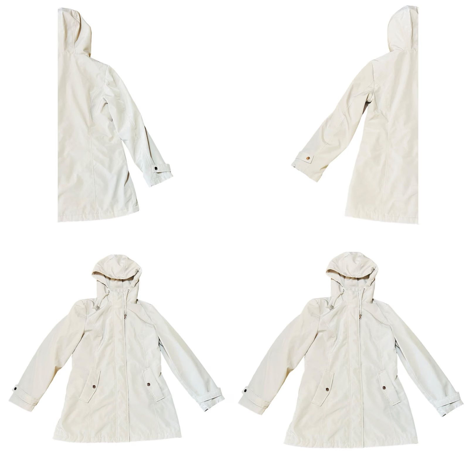 Vintage HFX Women's All Weather Trench Coat Hooded Water Resistant Cement Gray Medium Coat Size M / US 6-8 / IT 42-44 - 9 Thumbnail