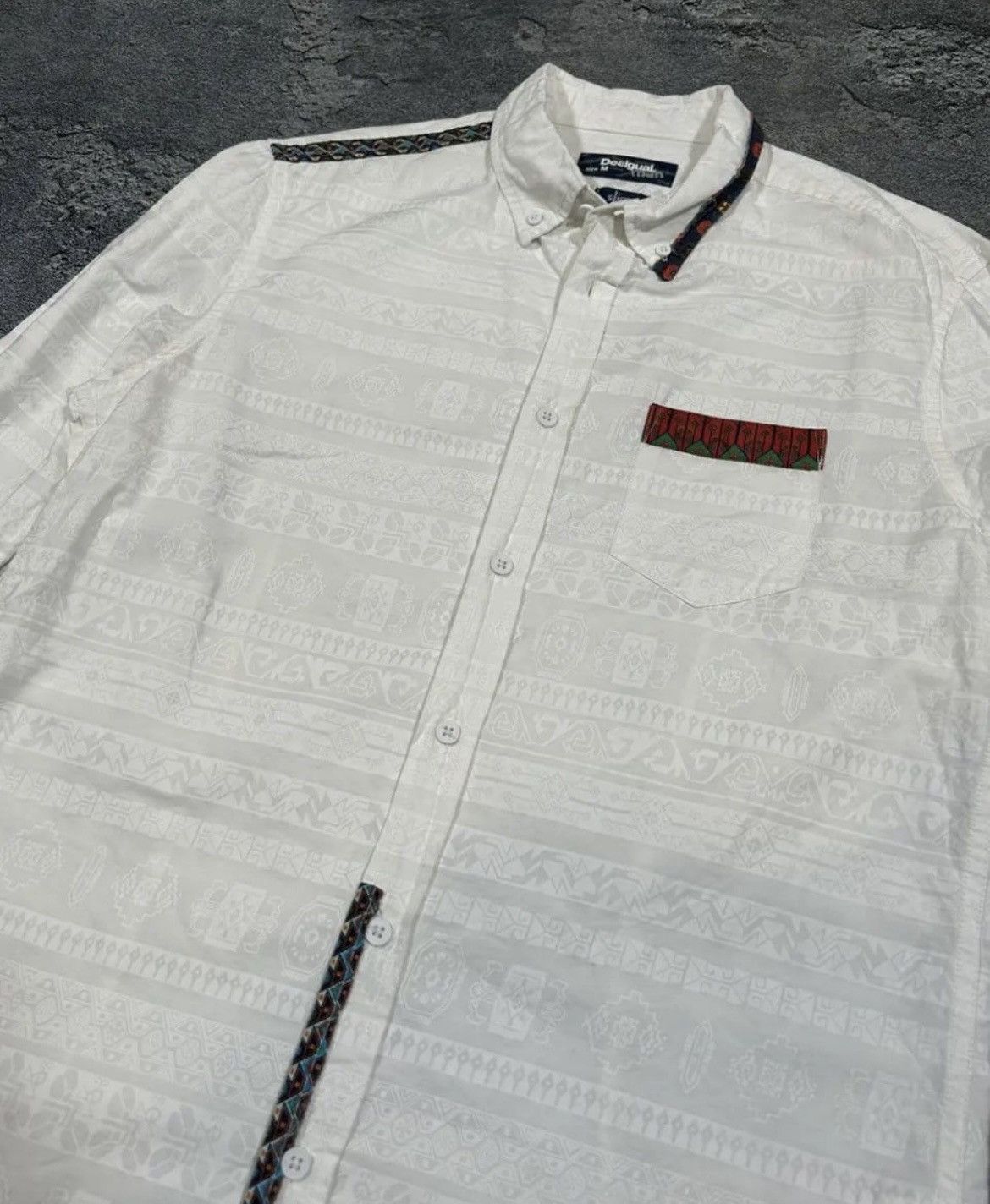 Desigual × Vintage Desigual Patterned White Button-Up Shirt Size US M / EU 48-50 / 2 - 3 Thumbnail