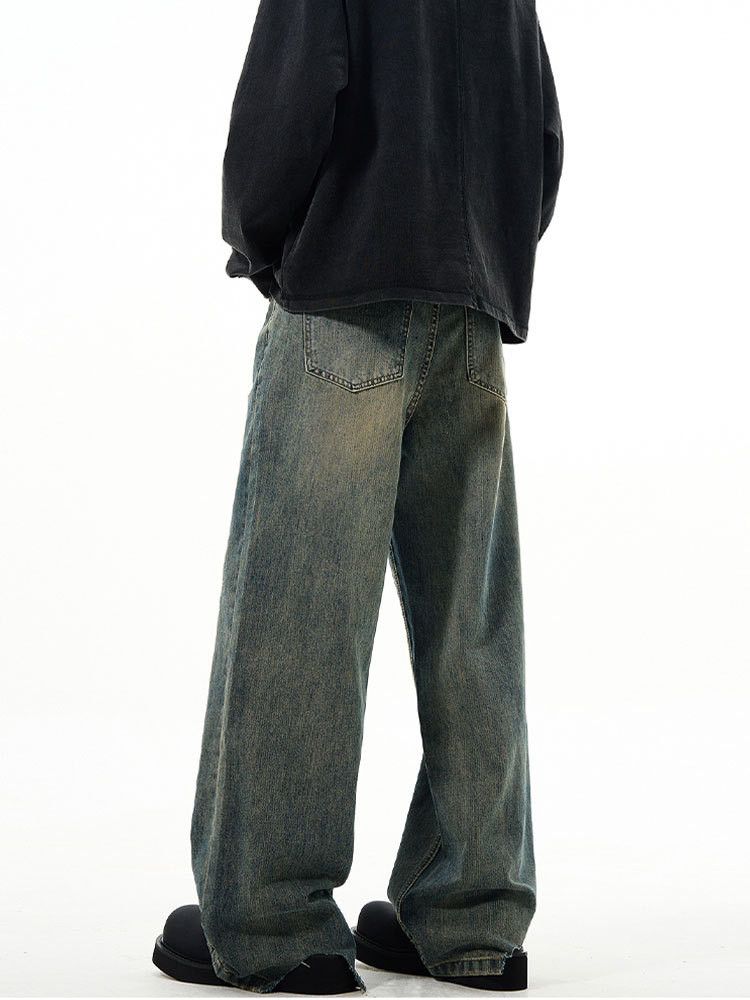 Japanese Brand Men's retro washed jeans cleanfit straight wide leg loose Size US 32 / EU 48 - 5 Thumbnail