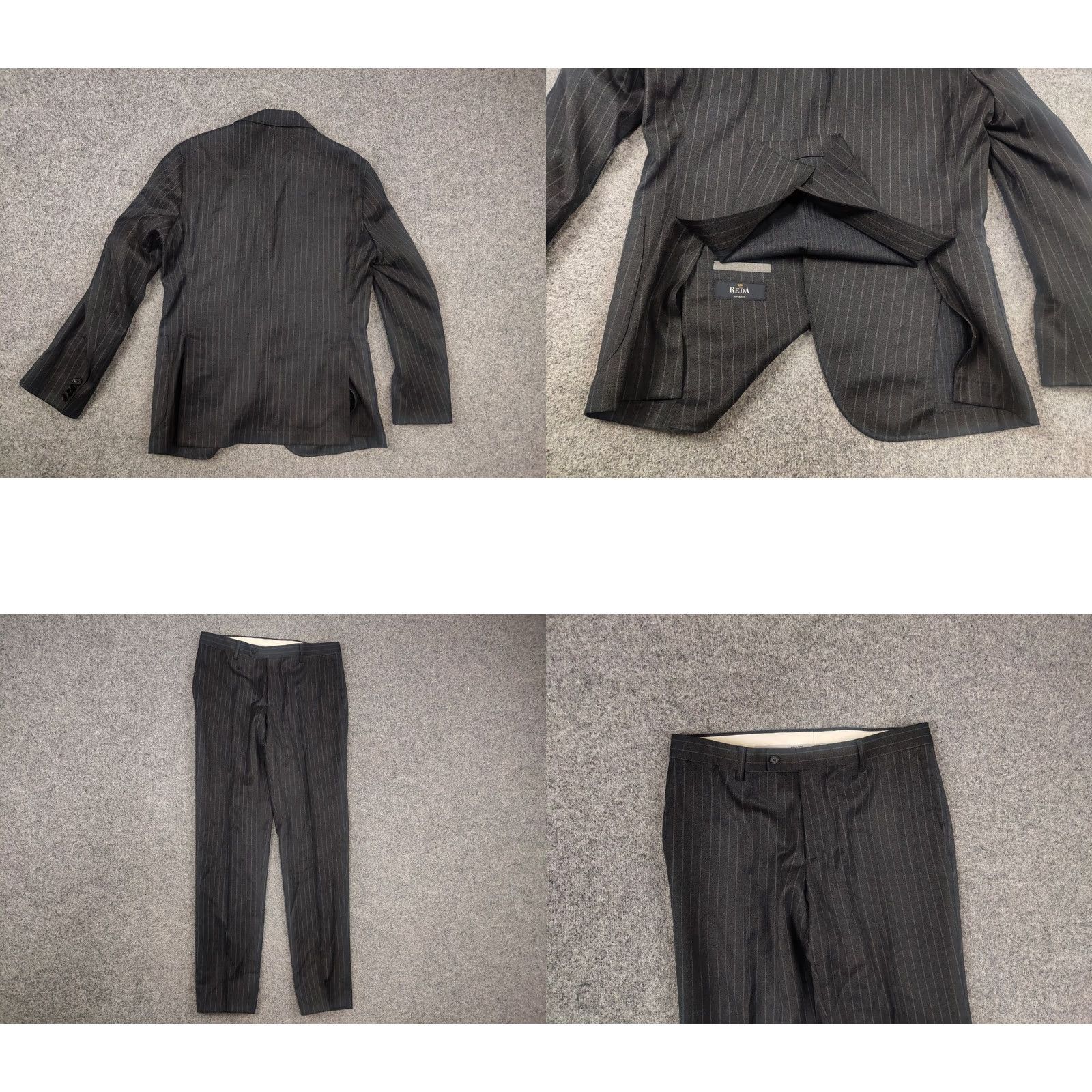 Paoloni Paoloni Quarantotto Reda Super 110s Wool Gray Striped Blazer Pants Suit Size 40R - 8 Thumbnail