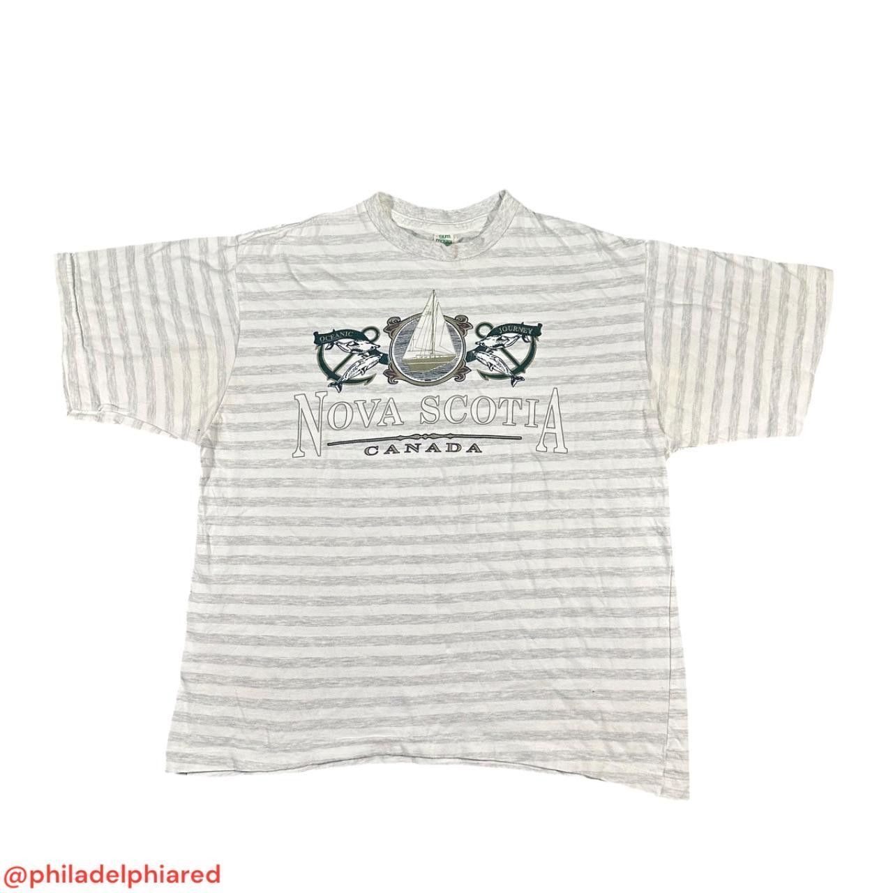 Designer Vintage 1990s Nova Scotia Canada striped t-shirt XL Size US XL / EU 56 / 4 - 1 Thumbnail